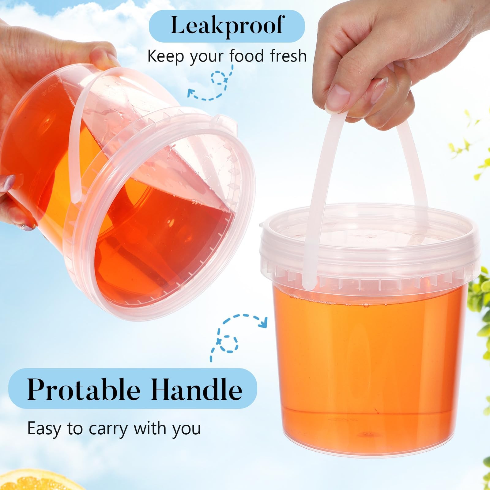 2 Pcs Round Ice Cream Storage Bucket with Handle and Lid, 0. 26 Gallon Sealin…