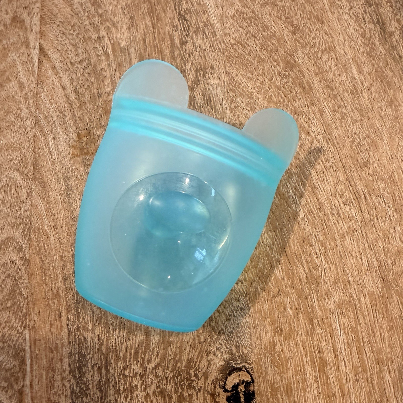 Zip Top Reusable 100% Silicone Baby & Kid Snack Containers – Teal Bear