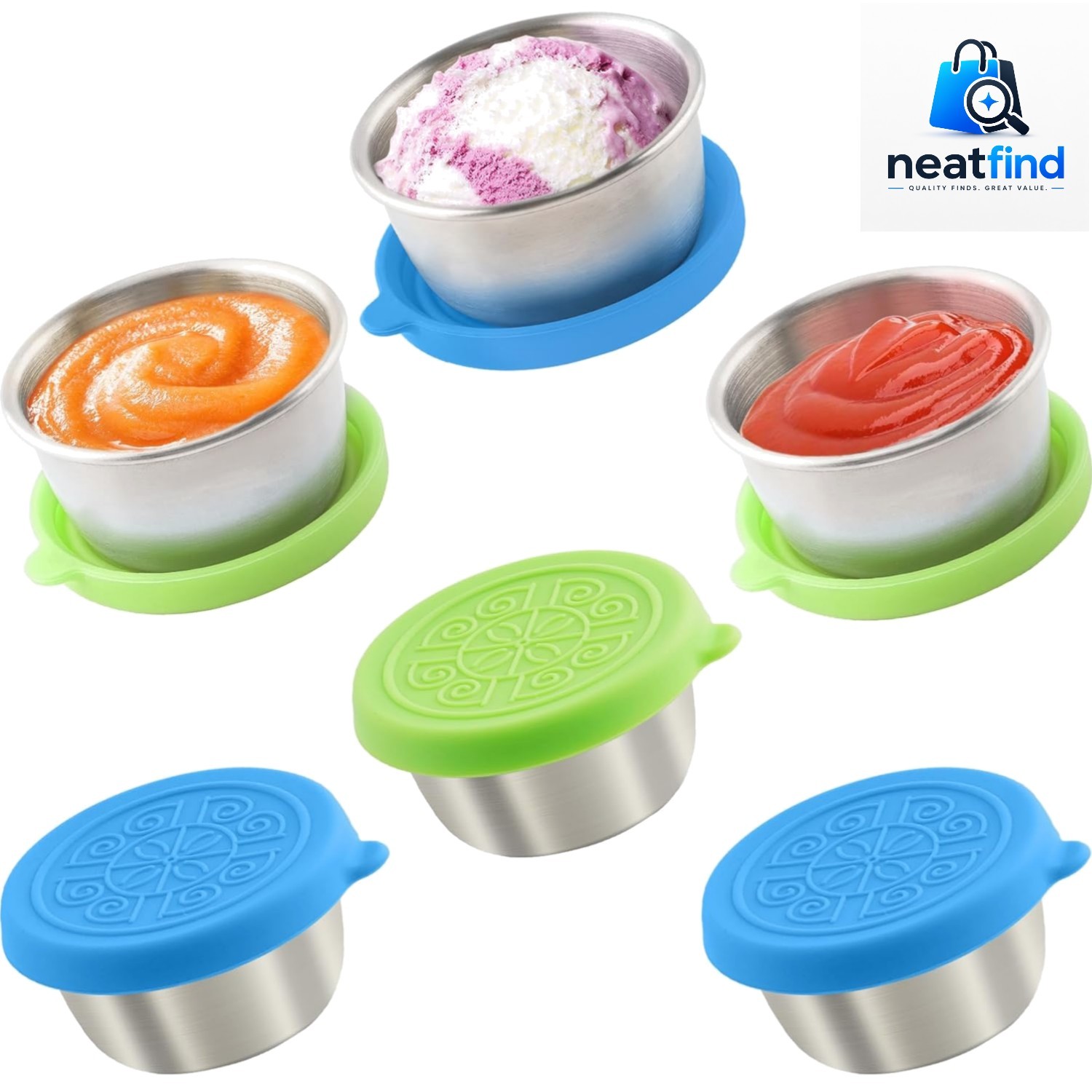 6×1.6 Oz Salad Dressing Containers With Lids, Small Leakproof Reusable Stainl…