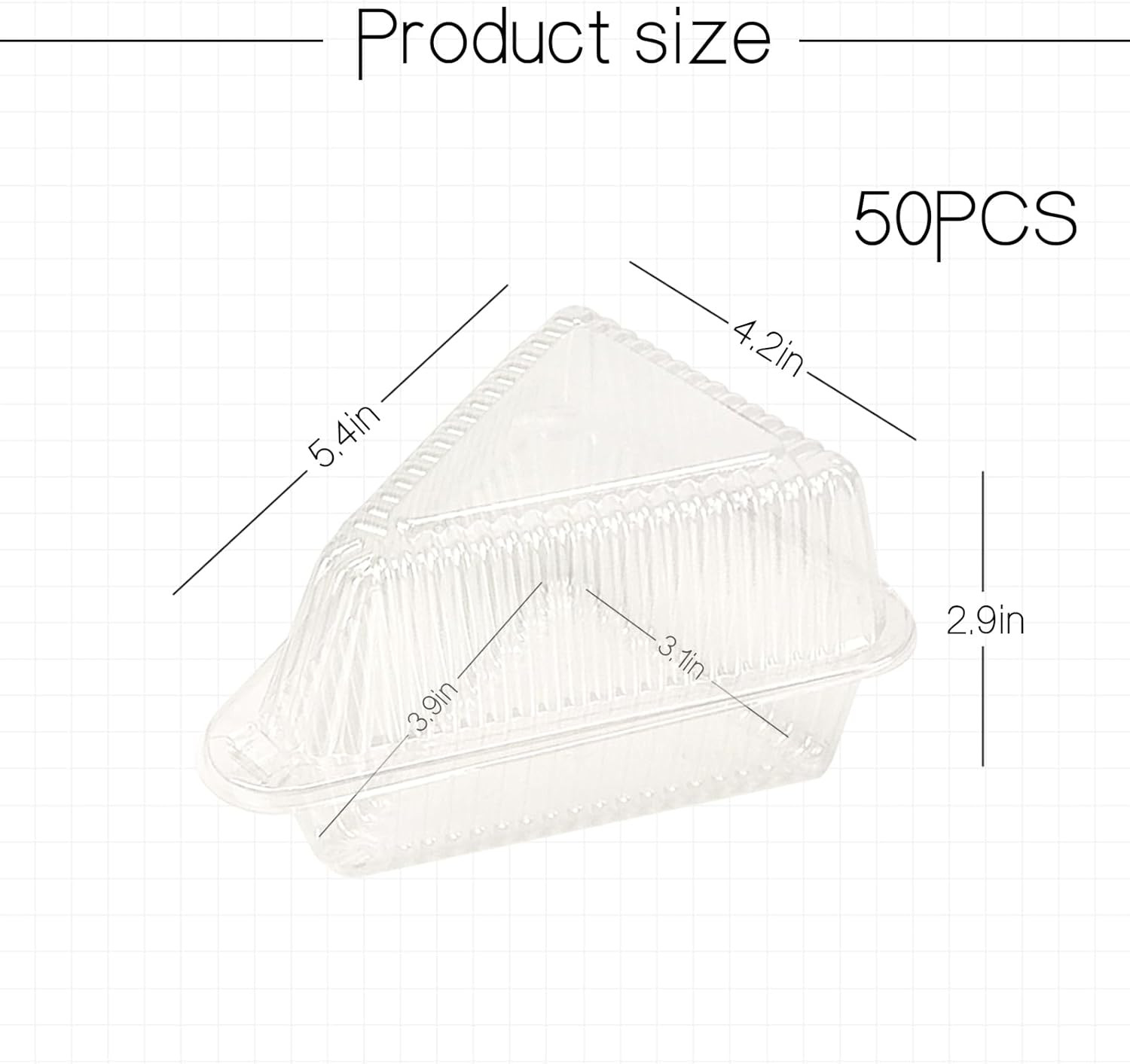 YOIYINI Thickened Extra Large 50Pcs Cake Slice Containers,4.4 Inch Pie Slice Con