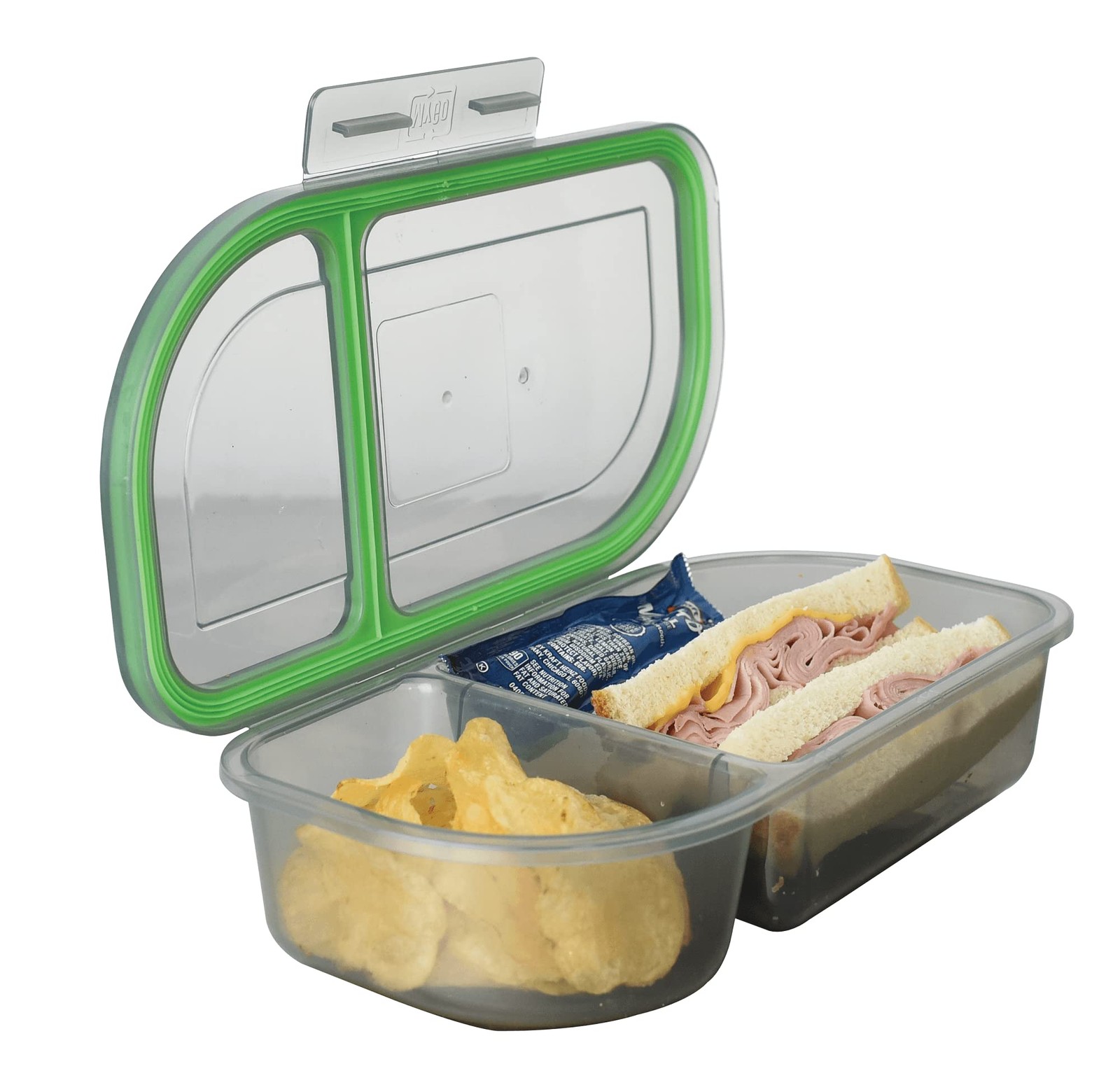Half-Sized To-Go Divided Compartment Container, 9-1/2 X 5 X 2-1/2, Reusable, Mic