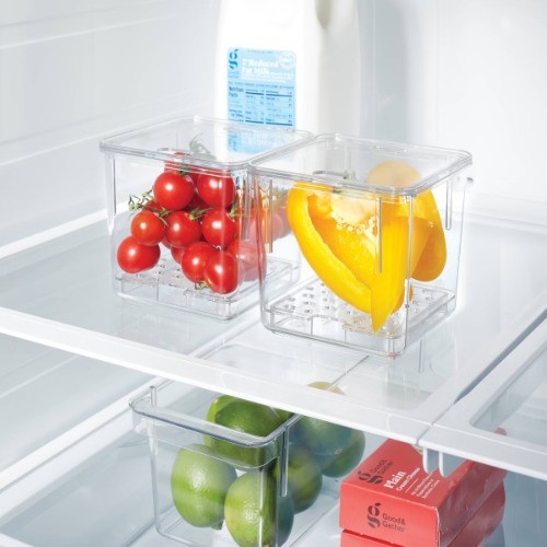 brightroom 2pk Small Produce Bin Fridge Lid Stackable