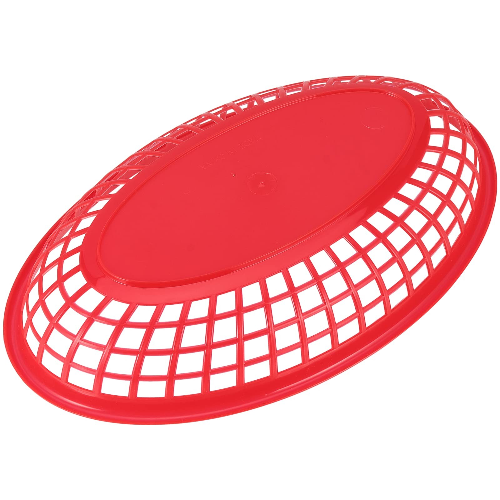 60 Pack Red Plastic Fast Food Serving Baskets 9 x 5.6 x 1.5 Inch Oval Restaur…