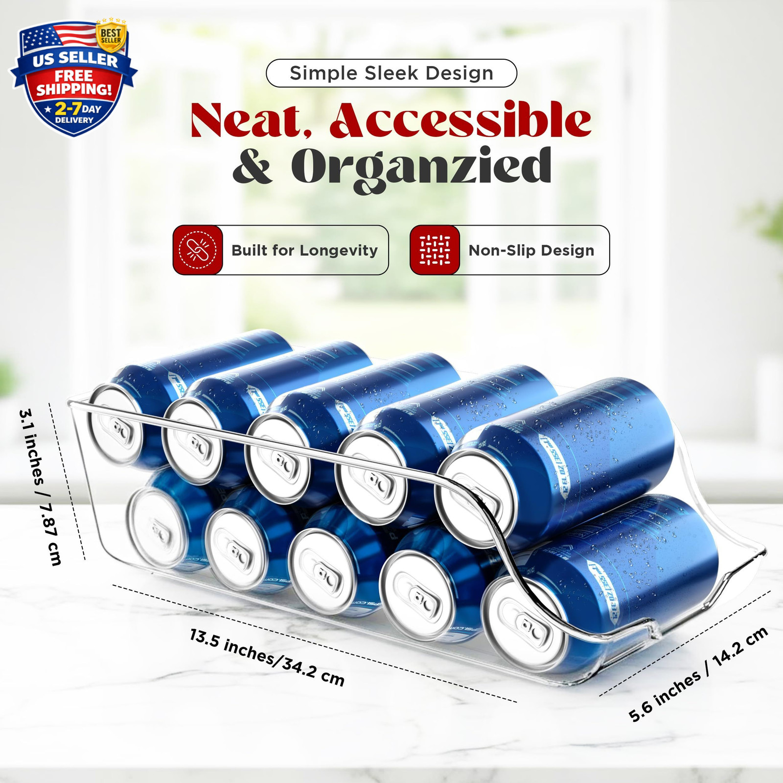 SODA CAN ORGANIZER AND DISPENSER Refrigerator Pantry Durable Storage Organizer