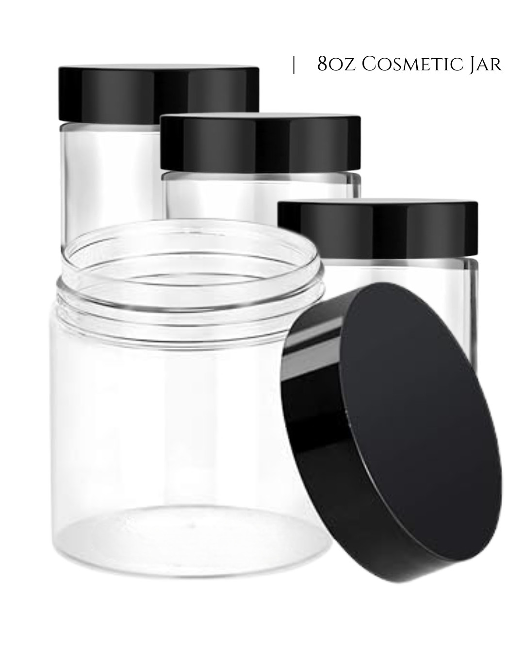 8oz Clear Glass Jars Set of 4 Body Butters Lotion DIY Skincare Craft Sample