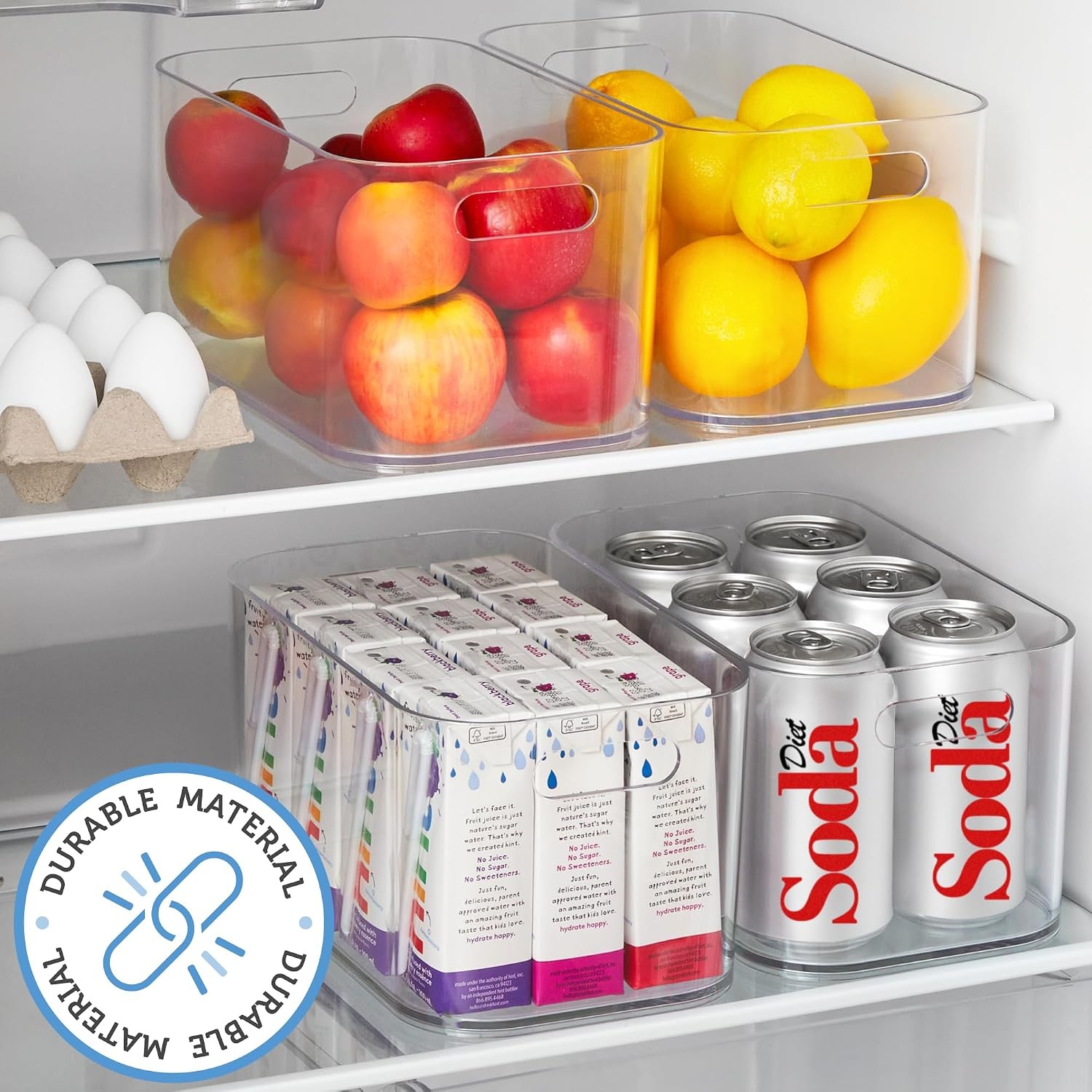 Bliss 10″ x 6″ Open Clear Pantry Organizer Bin Plastic Containers with Handle