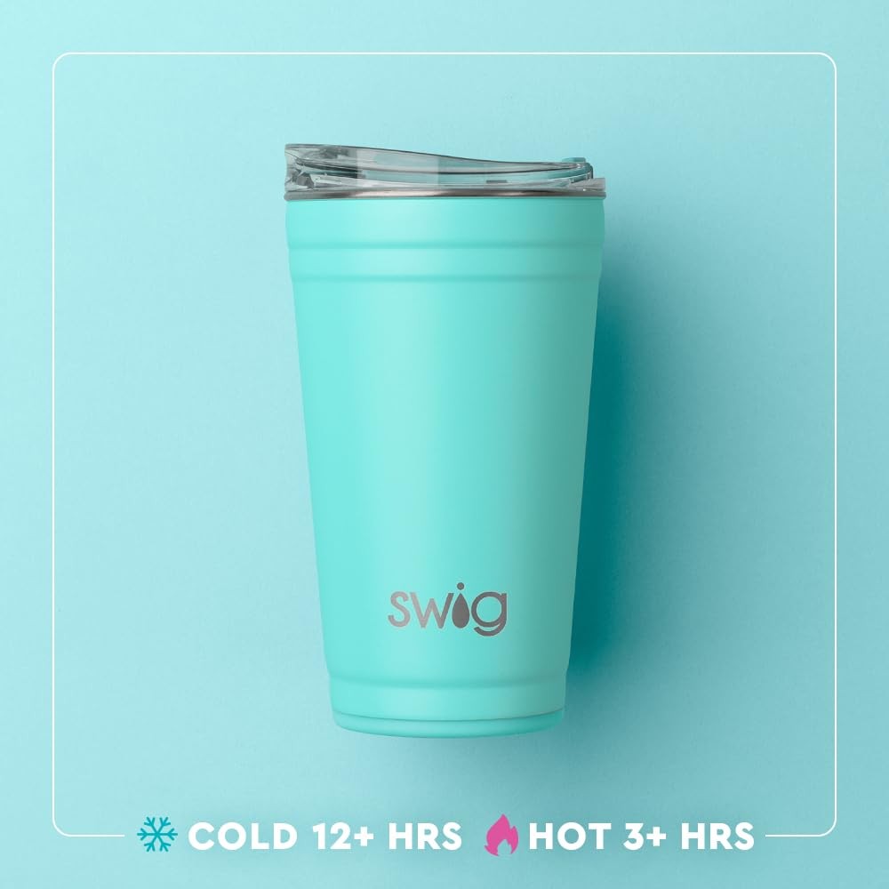 Swig Life Party Cup Stackable Insulated Travel Coffee Tumbler Ez Slider Lid Cup