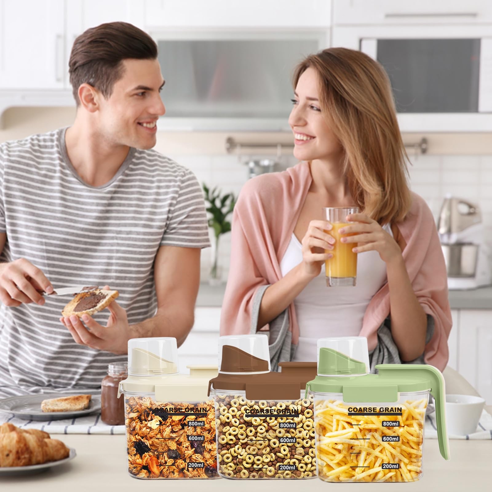 Besmall Cereal Containers Storage Airtight Storage Containers Lids Plastic