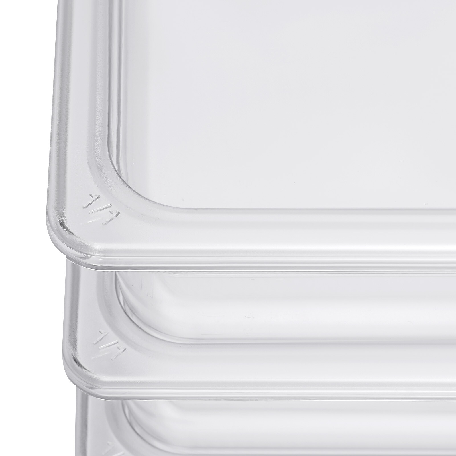 6 Pack Food Pans with Lids, 4” Deep, Polycarbonate, Clear