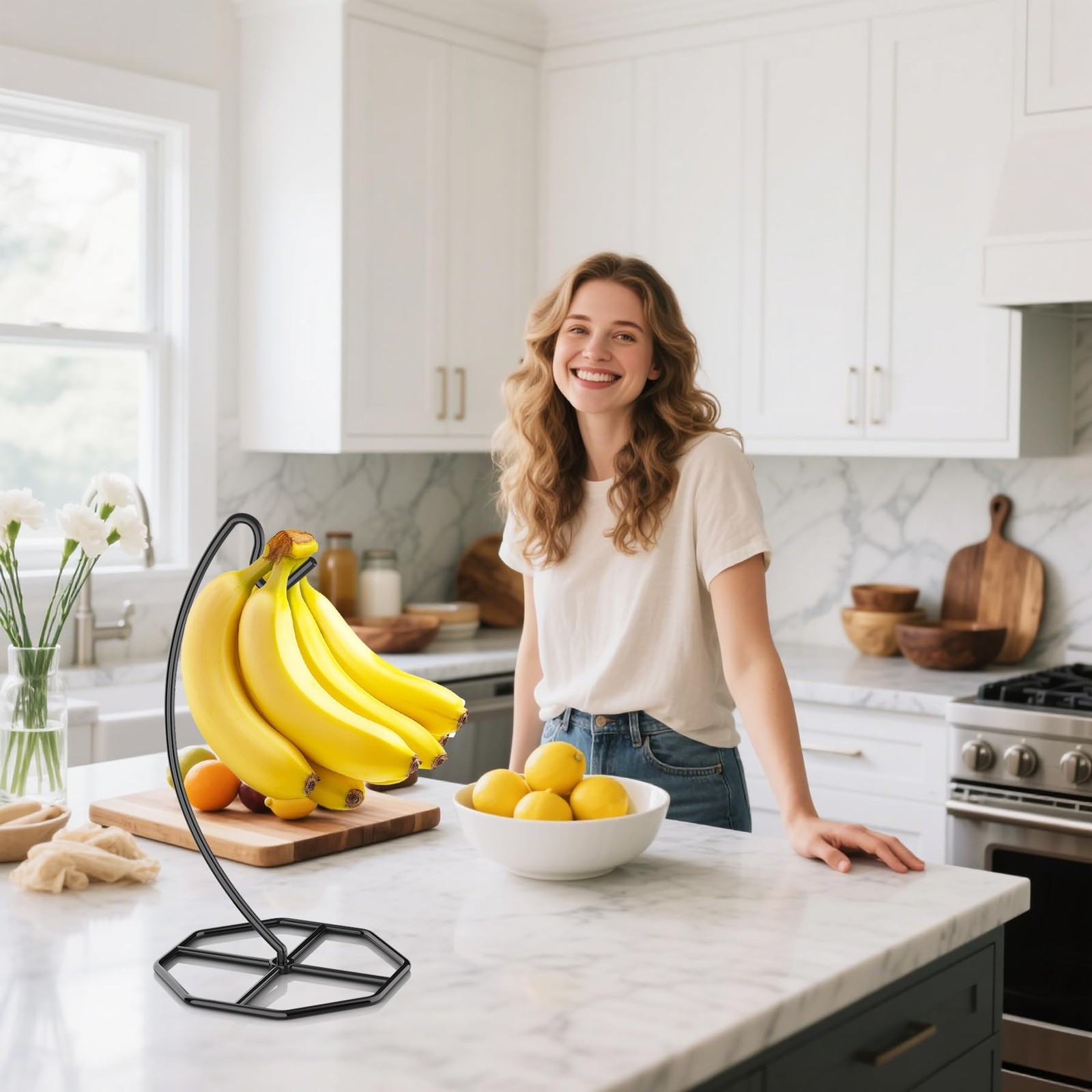 Banana Hanger, Tree Holder Metal Stand Holds Up to 15LB for Kitchen Counter 2 Pc