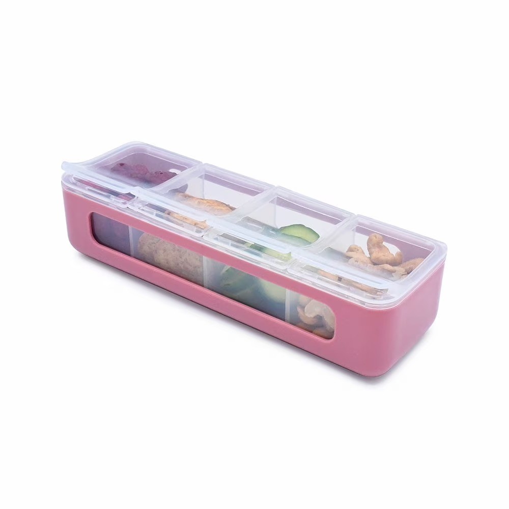 Snackle Box – 4 Compartment Snack Container with Lids, Food Storage