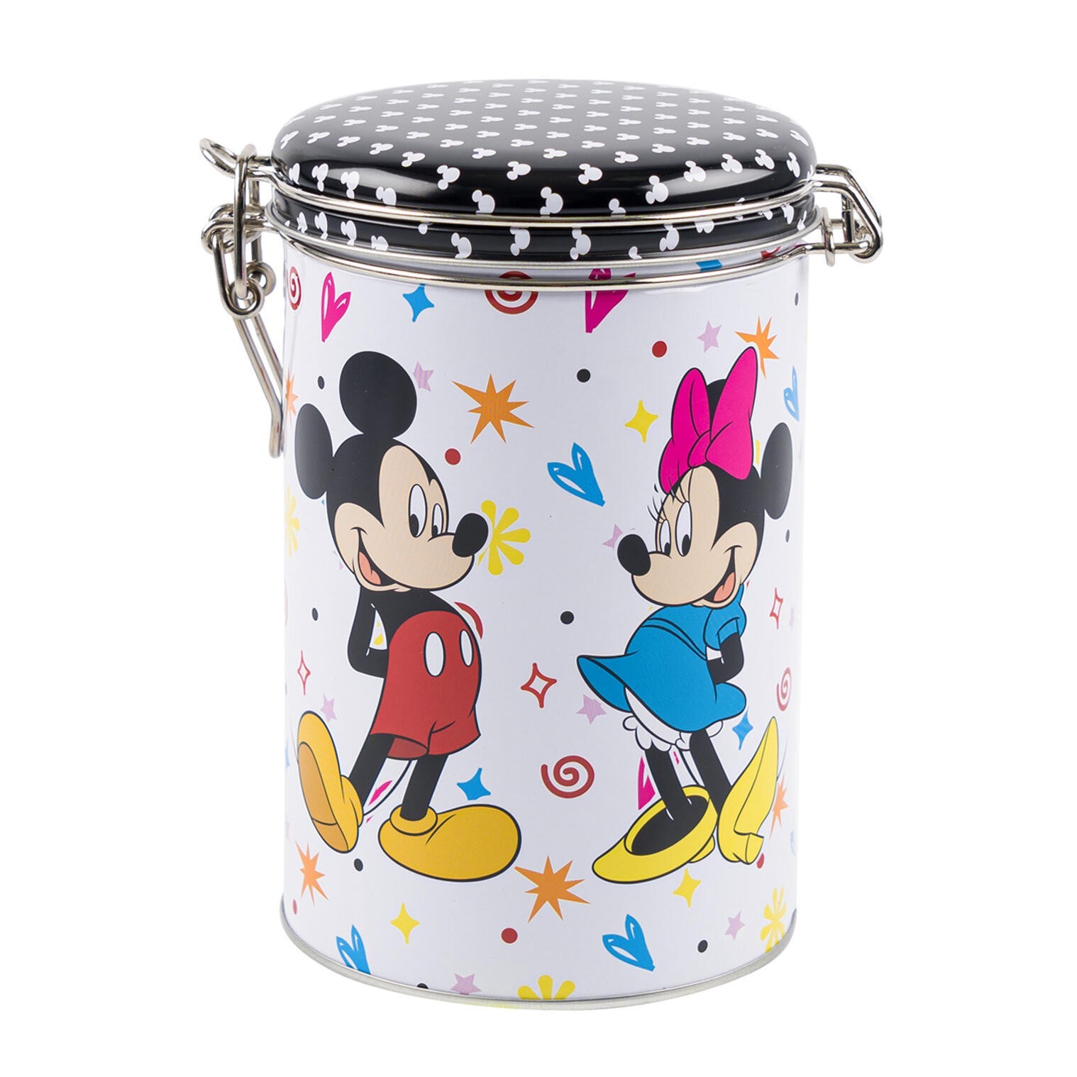 Disney Mickey and Minnie Black and White Round Lock Top Canister