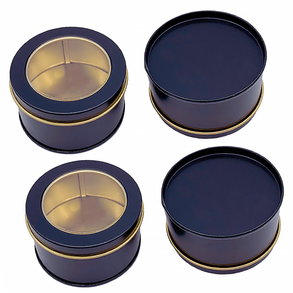 4 Pcs Tin Box with Lid Storage Tins Lids Metal Tinplate Can Sealed