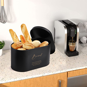 Set of 4 Bread Box and Canister Set for Kitchen Countertop, Metal Bread Bin
