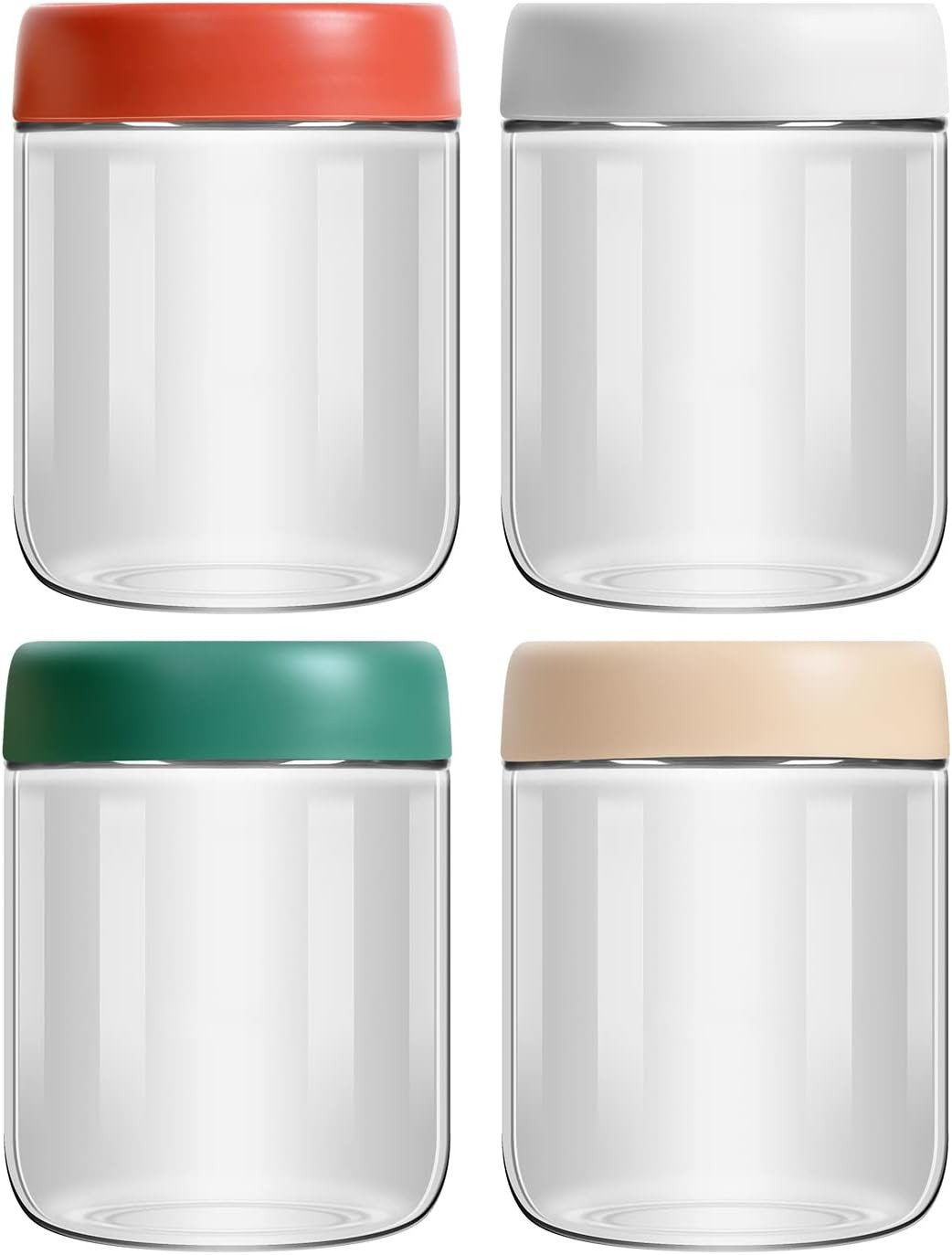 4-Pack Overnight Oats Containers with Lids 16Oz Glass Mason Jars Meal Prep Salad