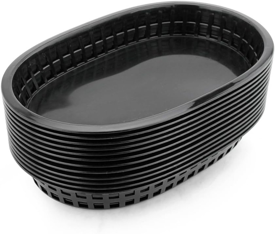 New Star Foodservice Fast Food Baskets, 10.5 X 7 Inch, Set of 12, Black