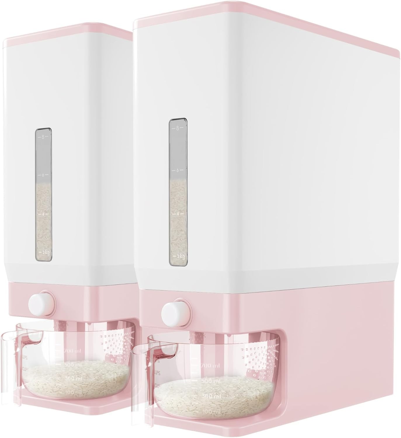 2 Pack Rice Dispenser 25 Lbs(11.3kg Rice Storage Container Sealed Moisture Proof
