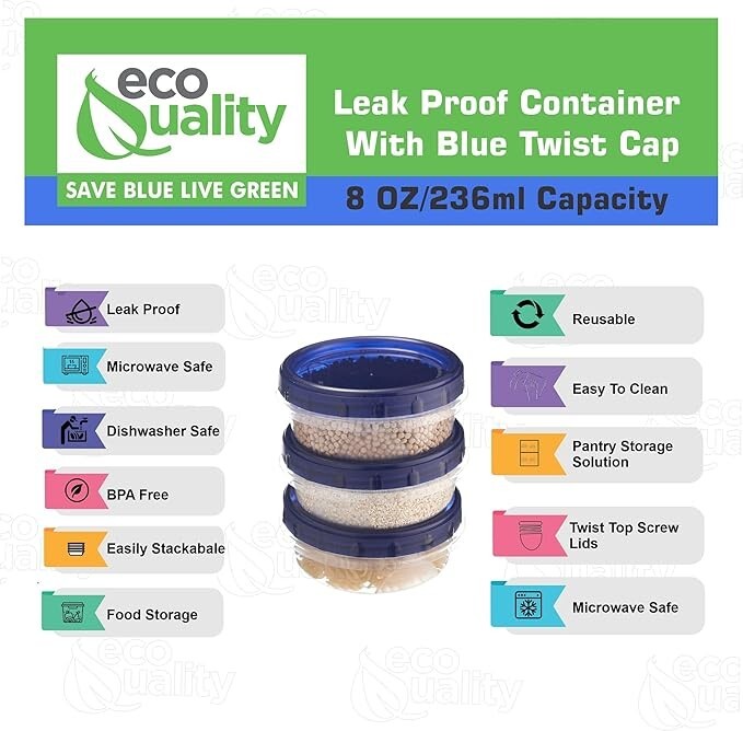 8oz Twist Top Storage Containers – Airtight Plastic Food Storage Canisters 192pc