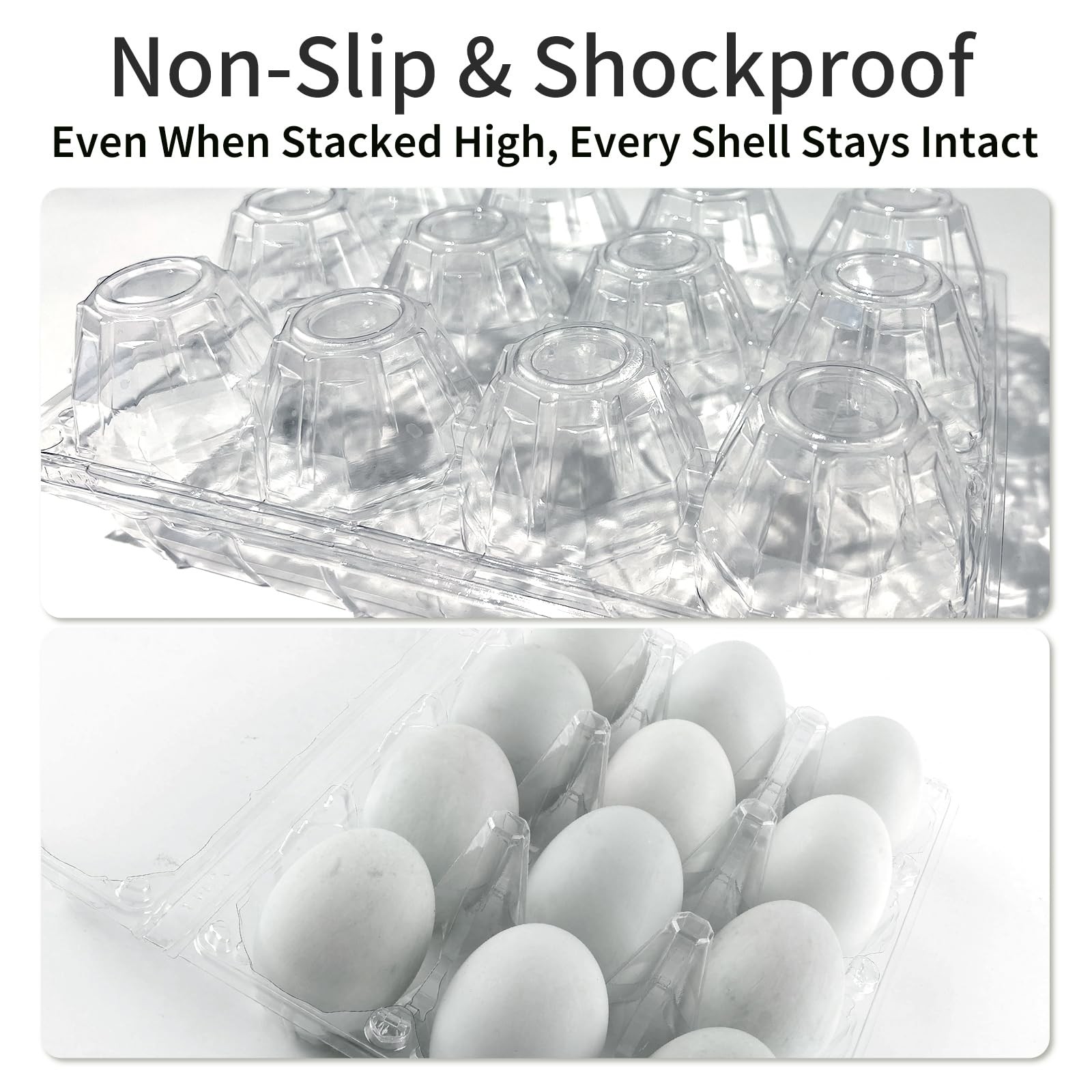 40 Pack Jumbo Egg Cartons for Duck/Turkey Eggs – Holds 12 XL Eggs, Clear Eco-…