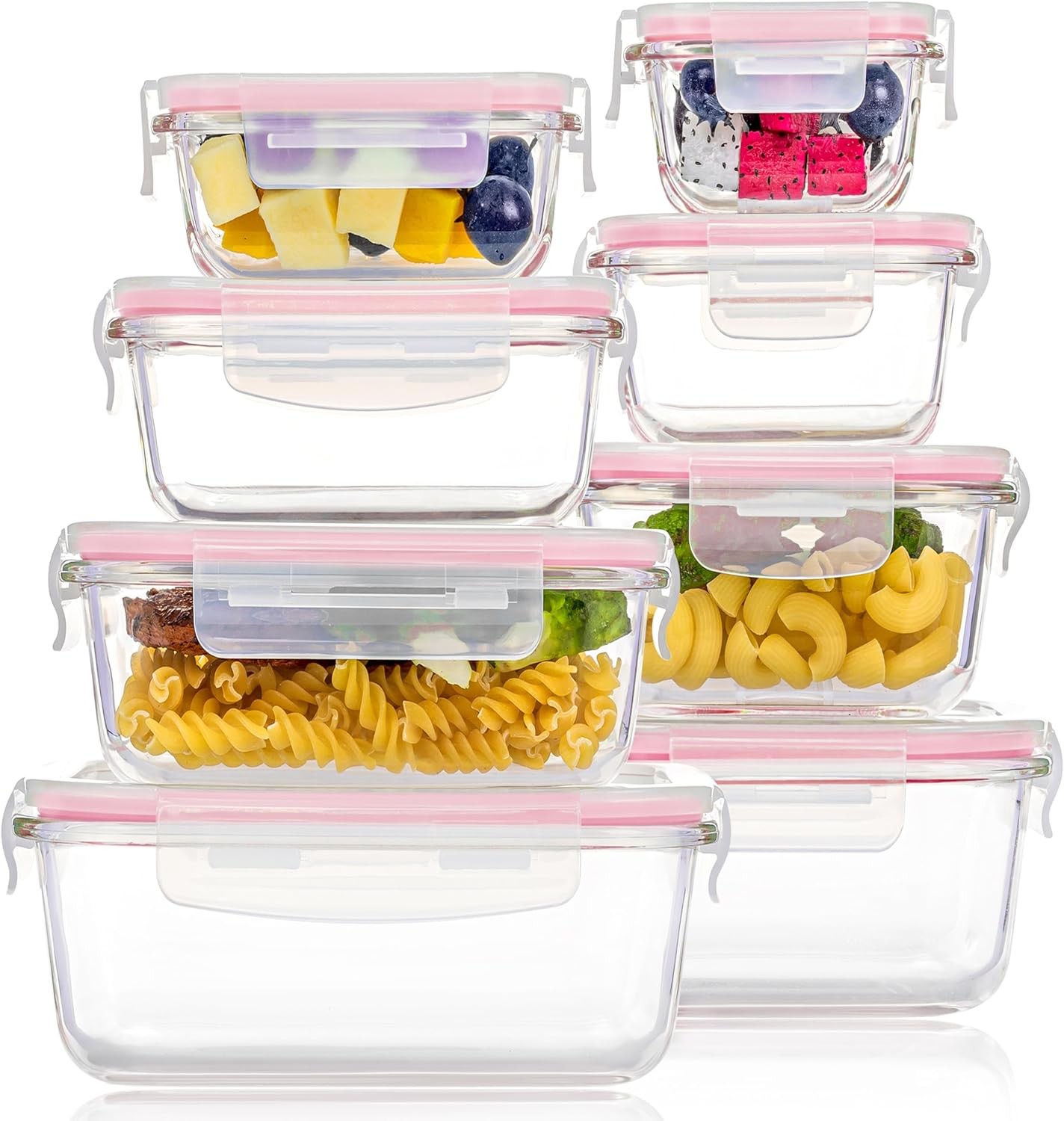 8 Pack Glass Meal Prep Container with Lids Snapware Lunch Containers for Food