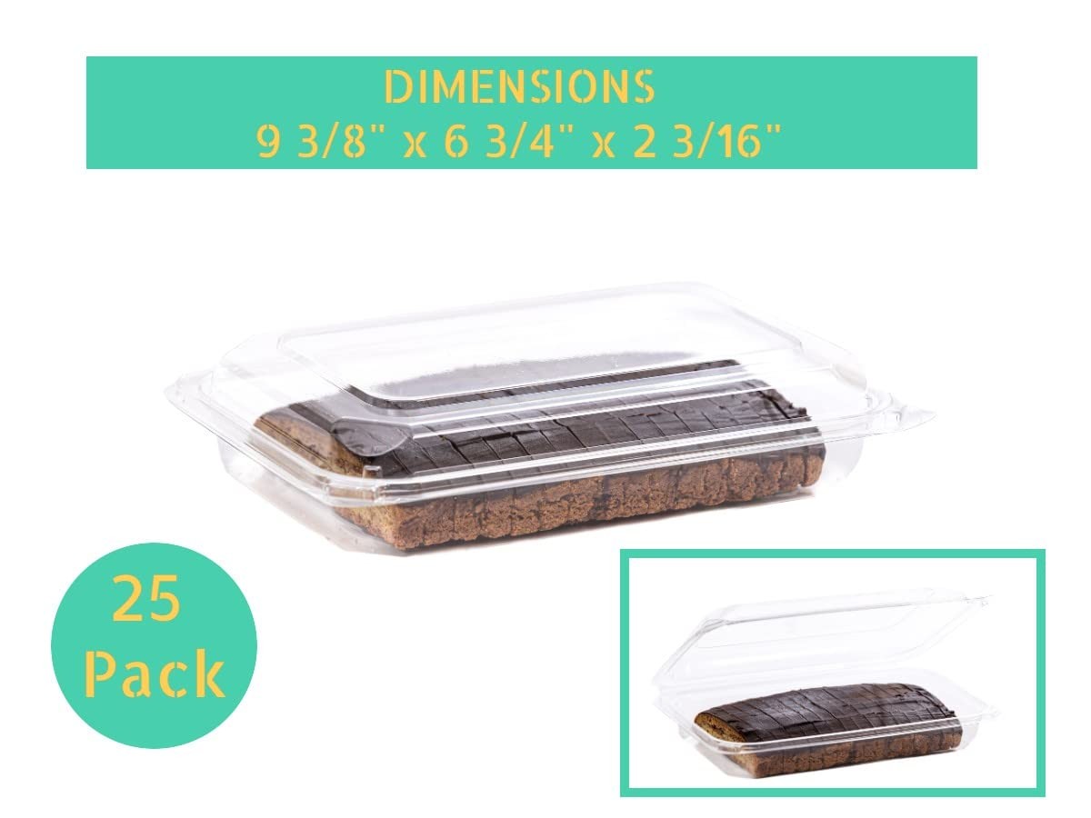 Clear Plastic Disposable Container Flat Top, (Pack of 25-9 3/8 x 6 3/4 x 2 3/…