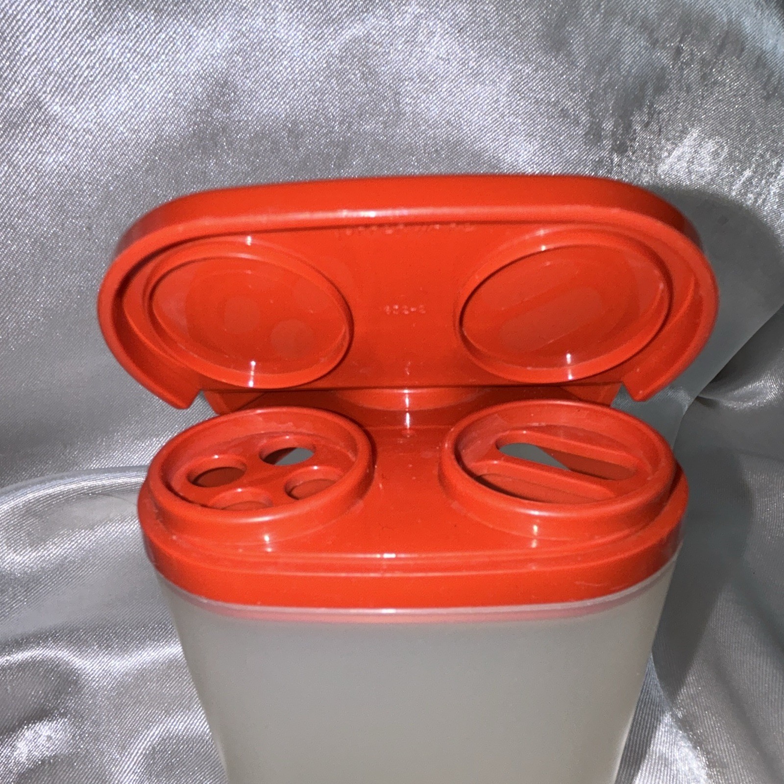 Vintage Tupperware 1630 Cheese Spice Shaker Red Flip Lid Sheer Wedge