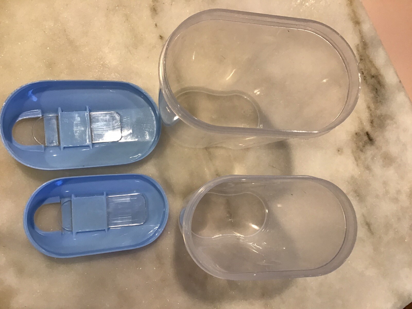Pair of Small Plastic Clear Storage Containers .5L & .7L Wet or Dry Ingredients