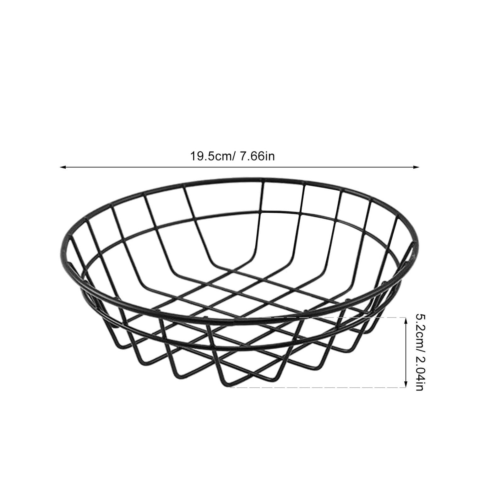 2 Pcs Wire Bread Basket 7.67 Inch Chrome Oval Metal Fast Food Baskets for Ser…
