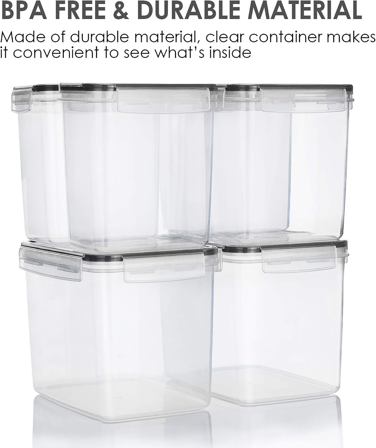 Airtight Food Storage Containers 6 Pieces – Plastic BPA Free Kitchen Pantry S…