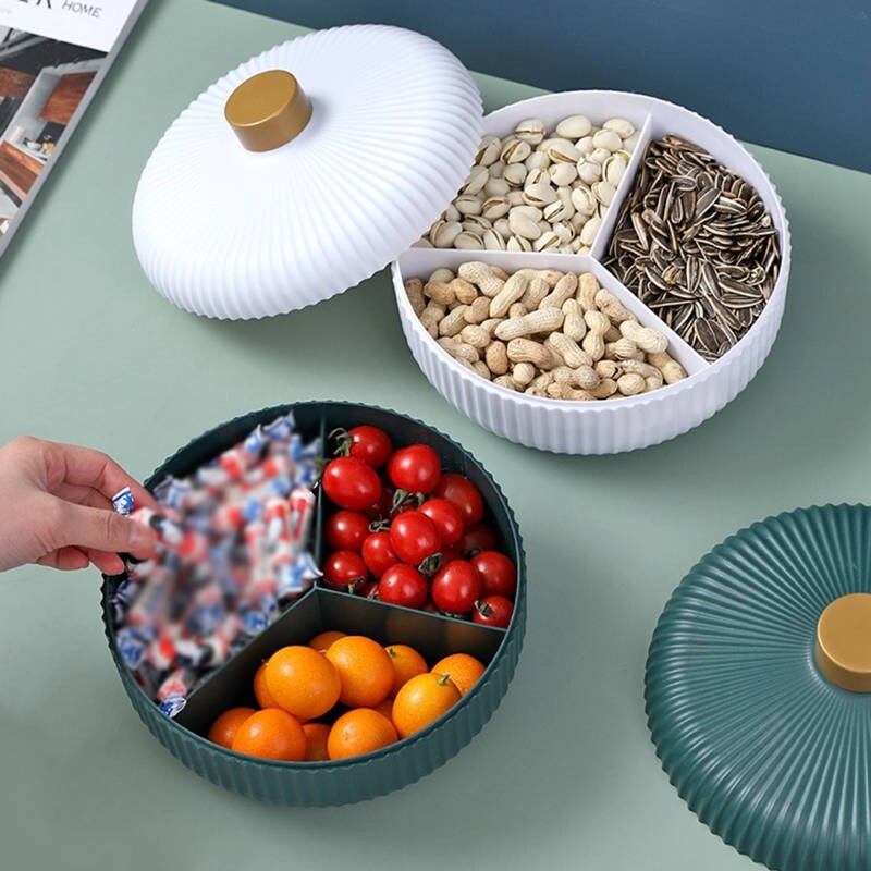 Food Storage Tray Dried Fruit Snack Plate Dish With Cover Kitchen Supplies