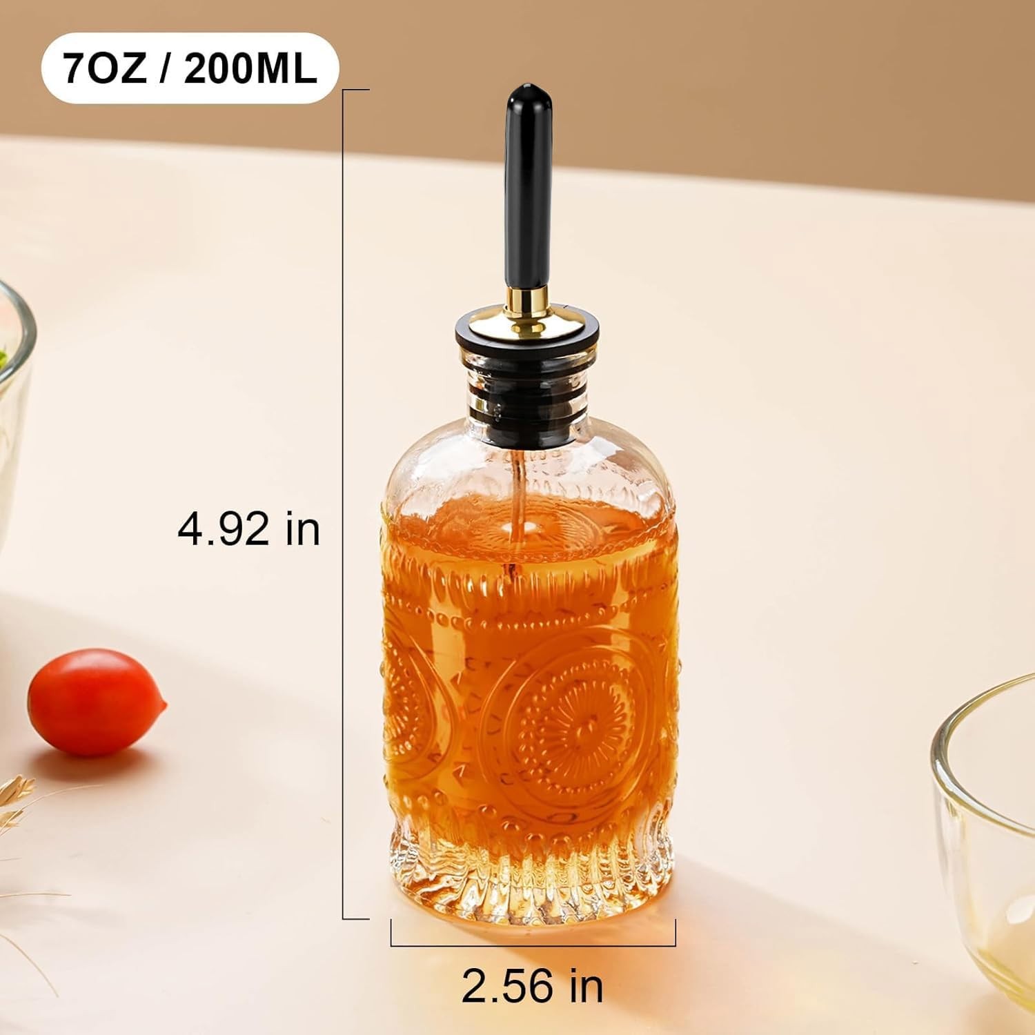 1pcs Glass Coffee Syrup Dispenser Bottles 7 OZ, Simple Syrup Bottles with Met…