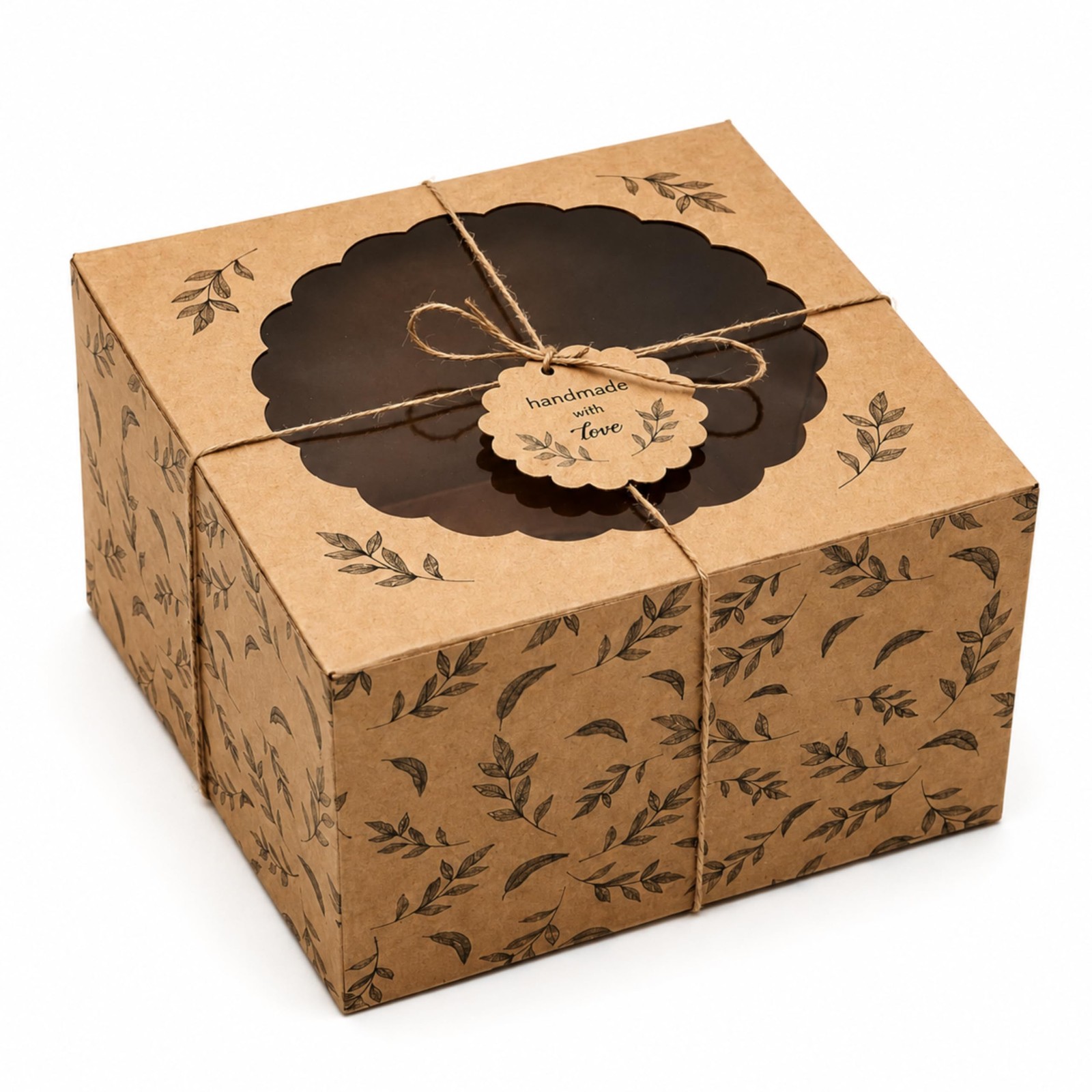 8x8x5 Kraft Cake Boxes with Window (10 Pack) – 8 Inch Square Bakery Packaging…