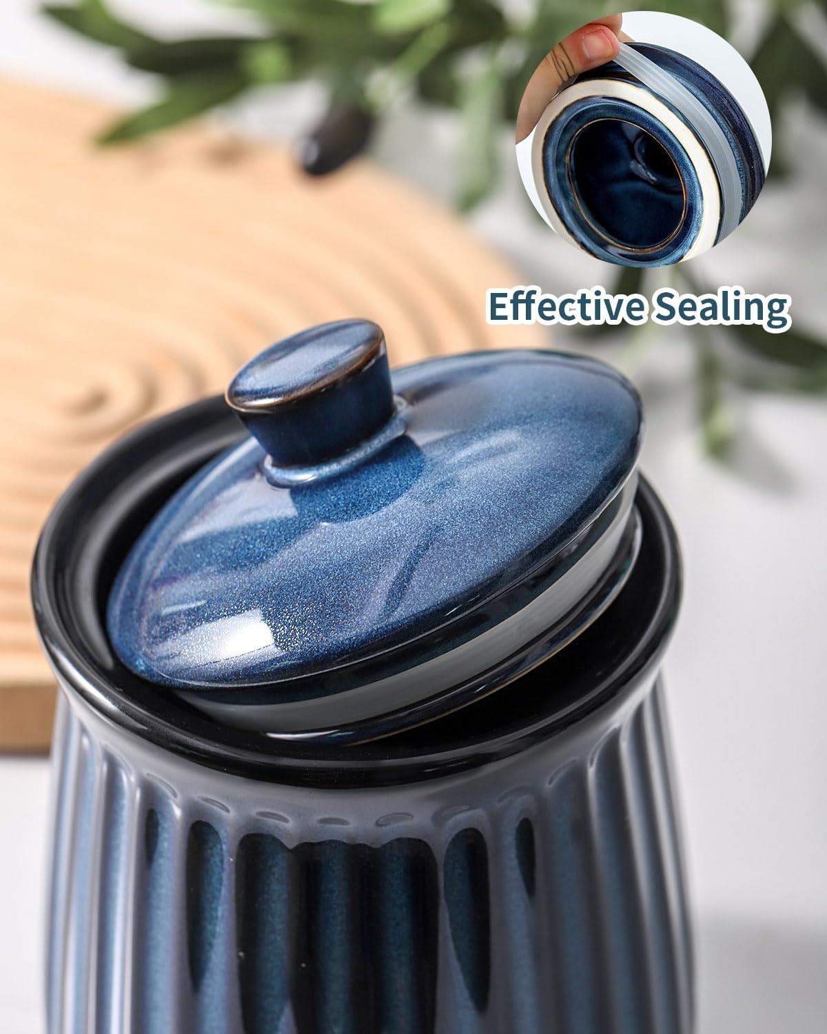 Hasense Ceramic Storage Containers, 35 oz Coffee Canister with Airtight Lids,