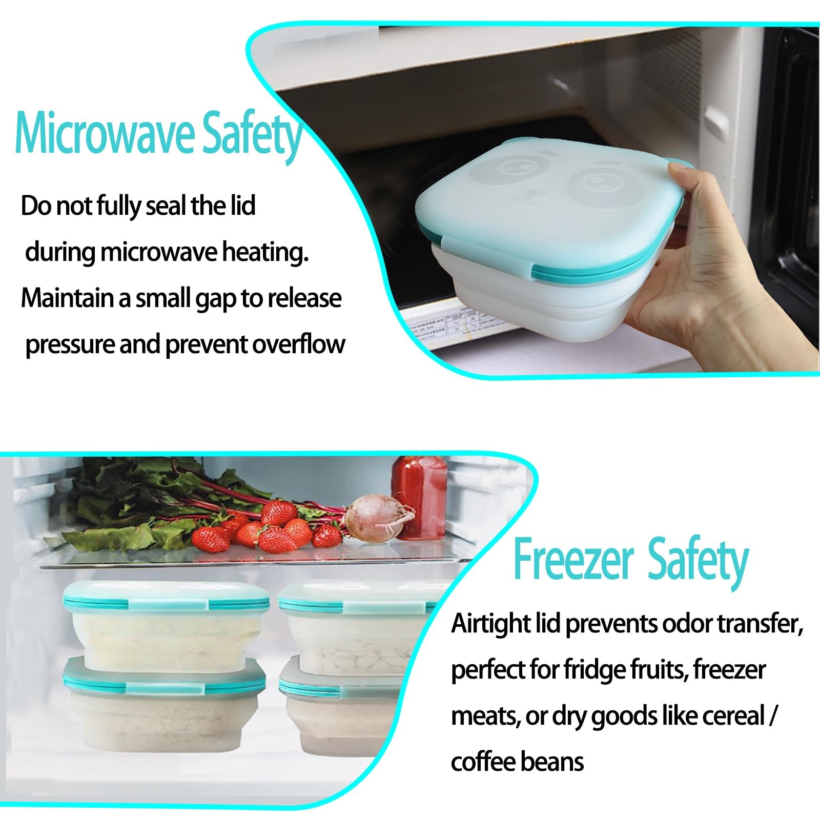 Magnetic Food Container with Lid Foldable Food Storage Silicone Airtight Stor…