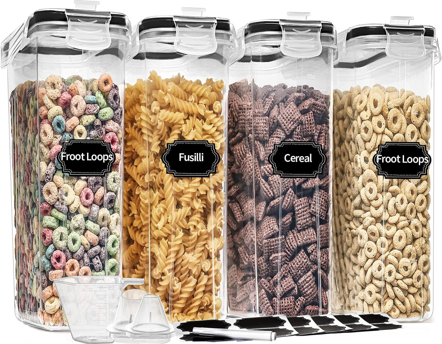 PRAKI Cereal Containers Storage Set (4L,135.2 Oz), 4PCS Airtight Food Storage Co