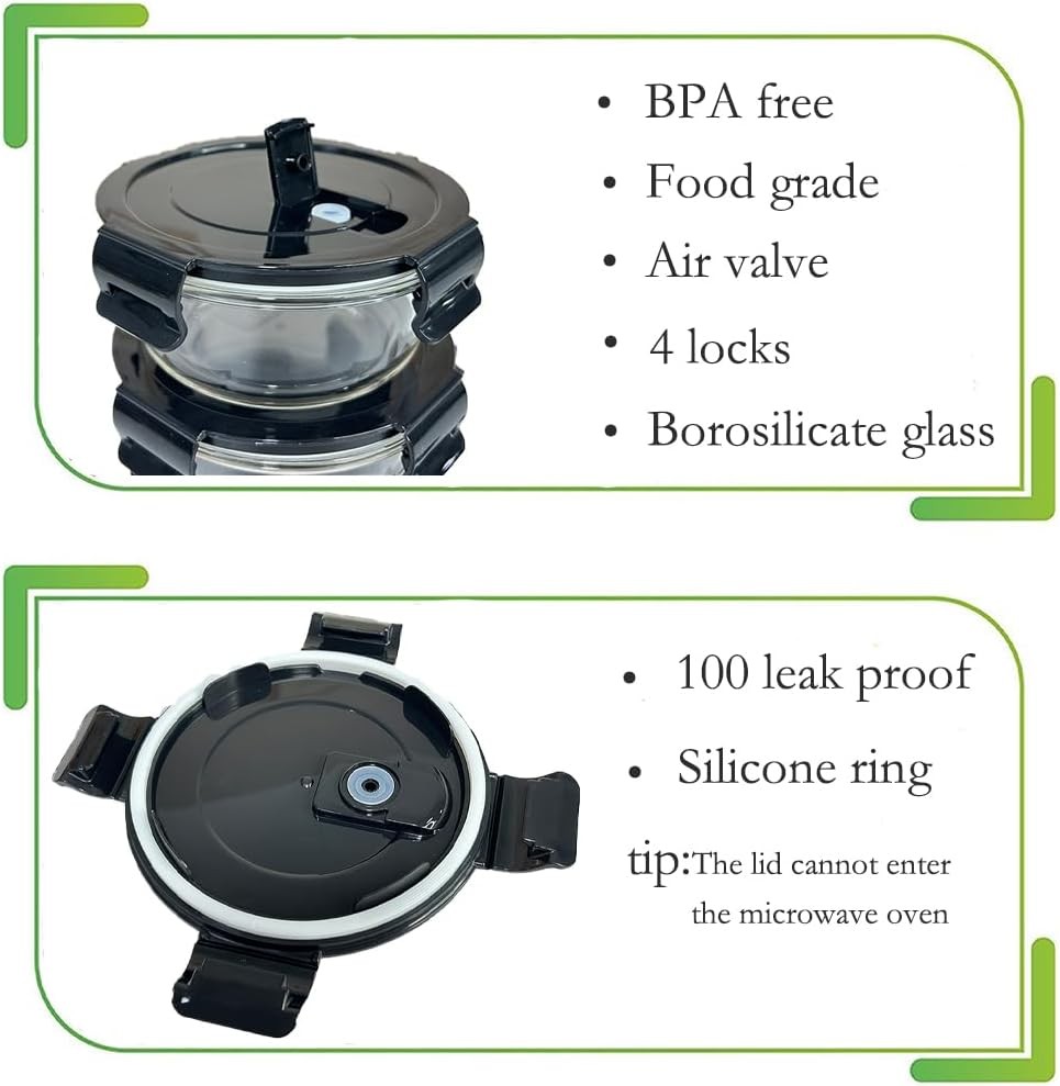 Glass Meal Prep Containers,1.5 Cup Clear Food Storage Containers