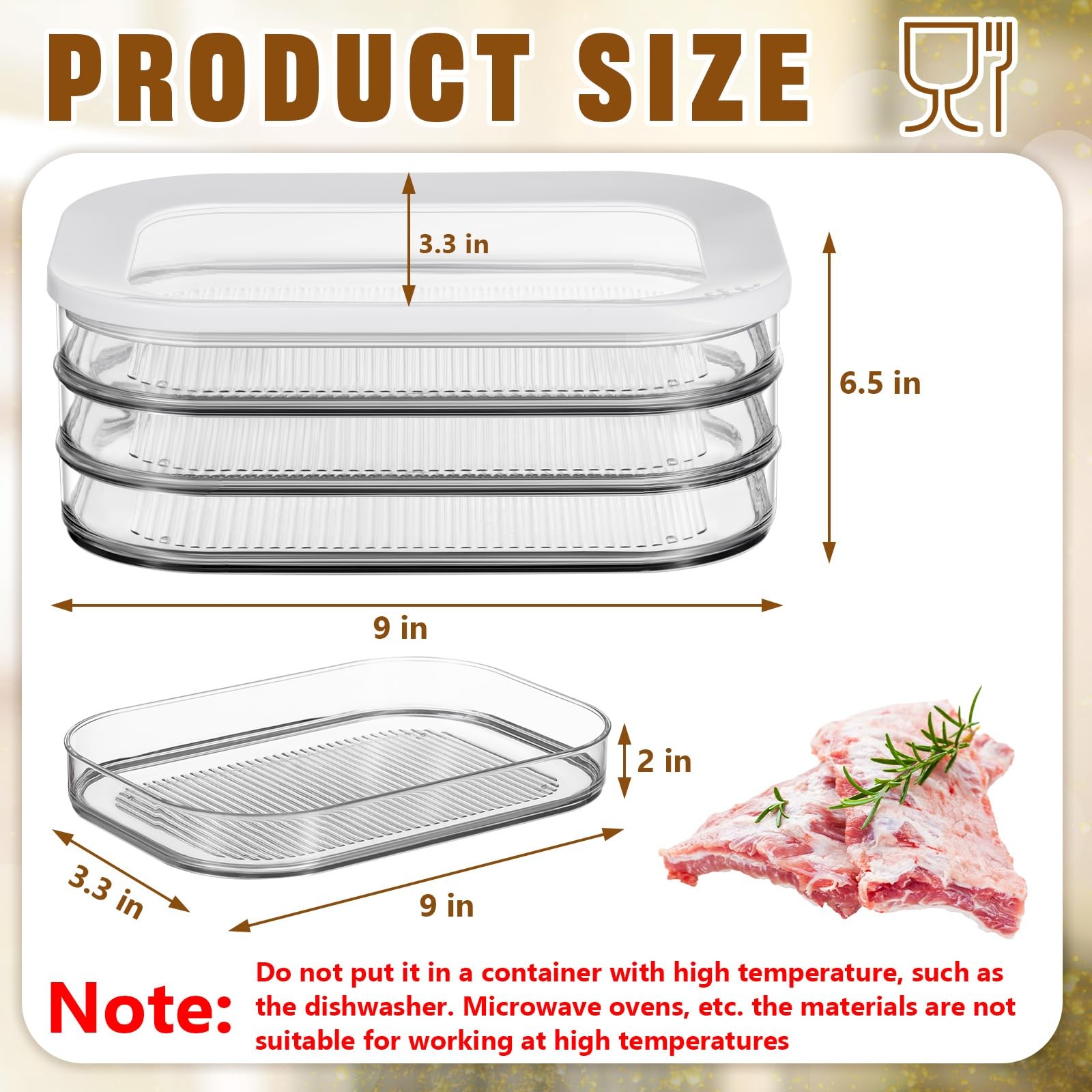 Tioncy 17oz Deli Meat Container for Fridge Modula Rounded white and clear