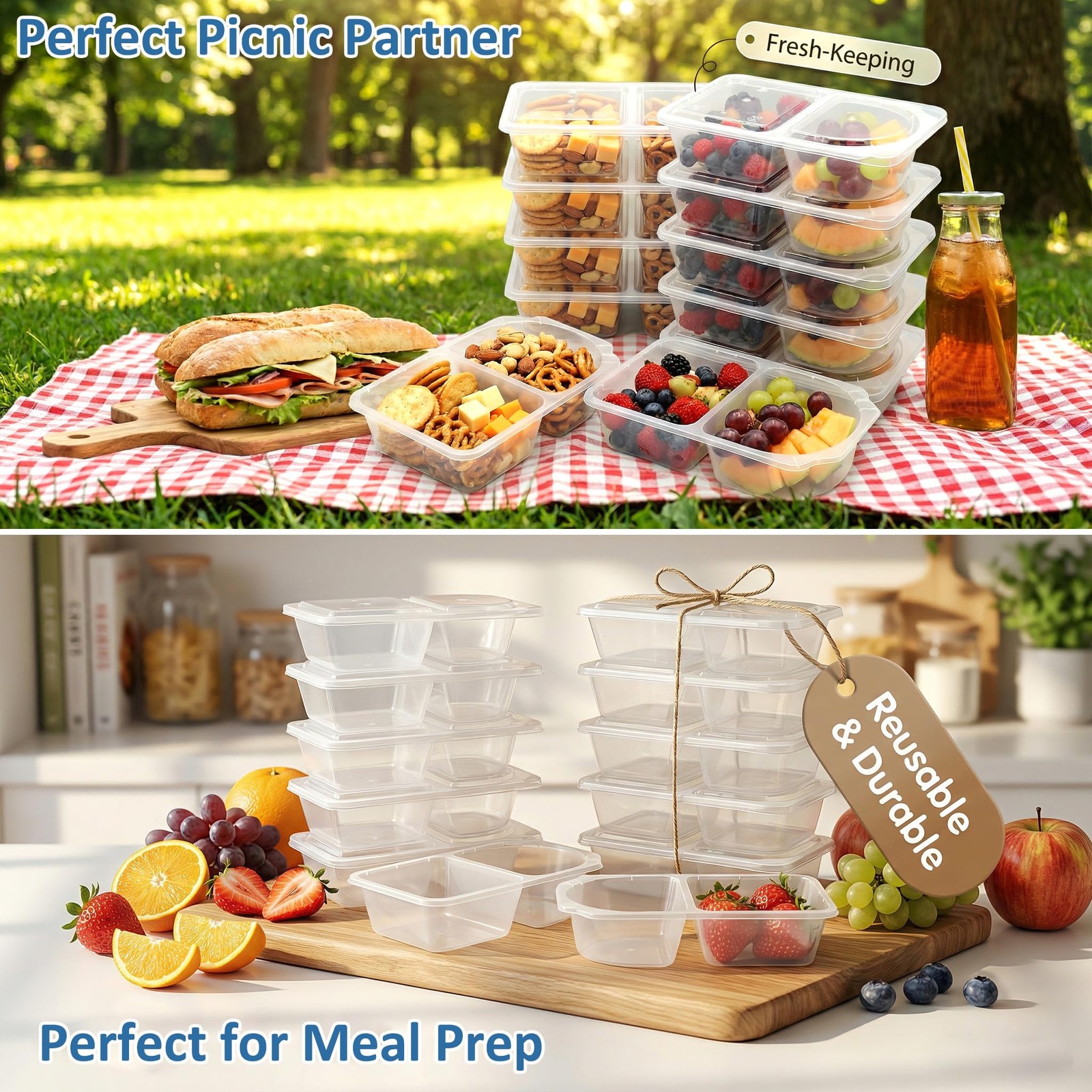 CUNLU 10 OZ Reusable Snack 3.54 x 5.9 x 1.37 inches, transparent 10 Set
