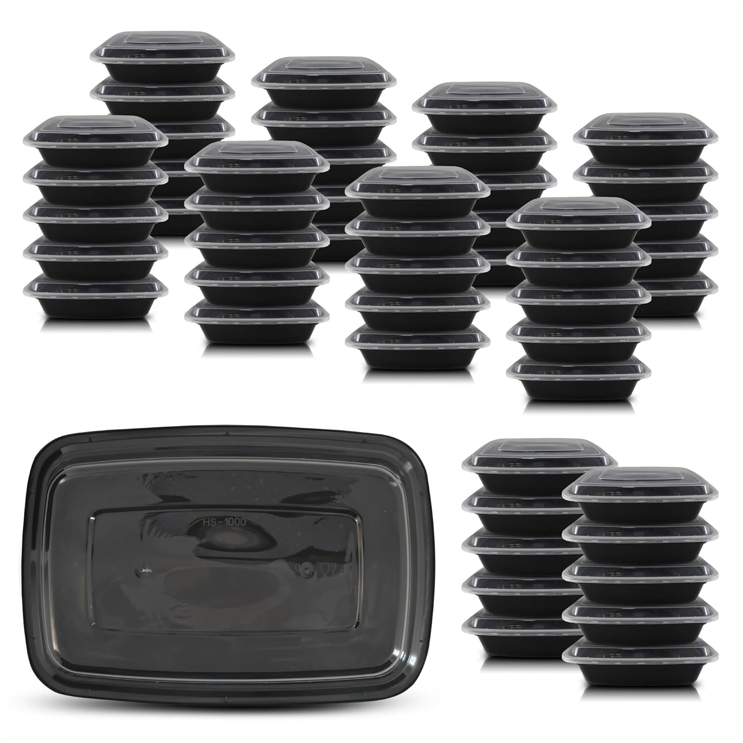 50 Pack [32 Oz] Freezer Meal Prep Containers Reusable – Plastic Food Storage Con