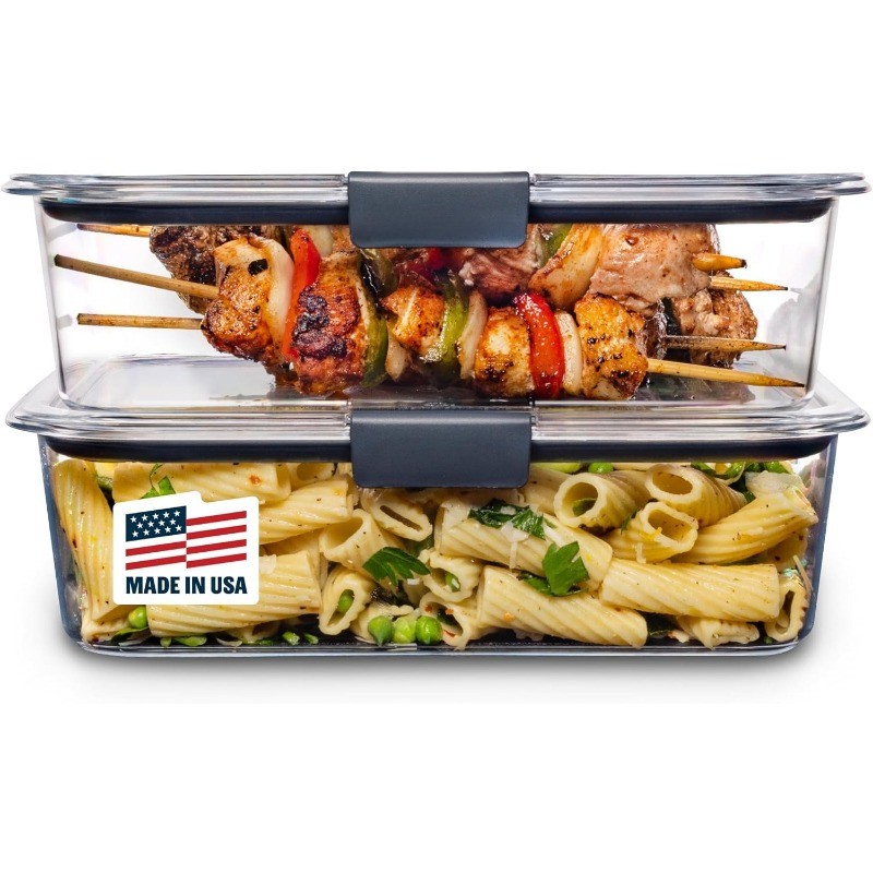 Brilliance BPA-Free Food Storage Containers W/ Lids Airtight Clear Set of 2 9.6