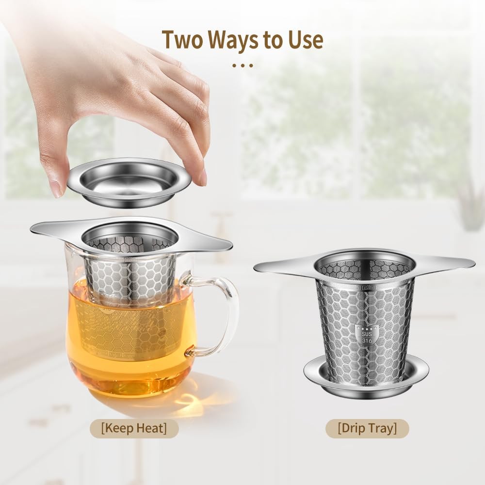 BOMANSI BOMS 2Pack Tea Infuser Strainers, 316 Stainless Steel 2Pack, Silver