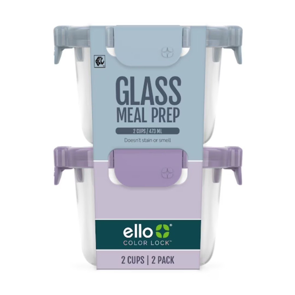 Color Lock Clear Glass Leak-Proof Food Storage Container (2 Count)