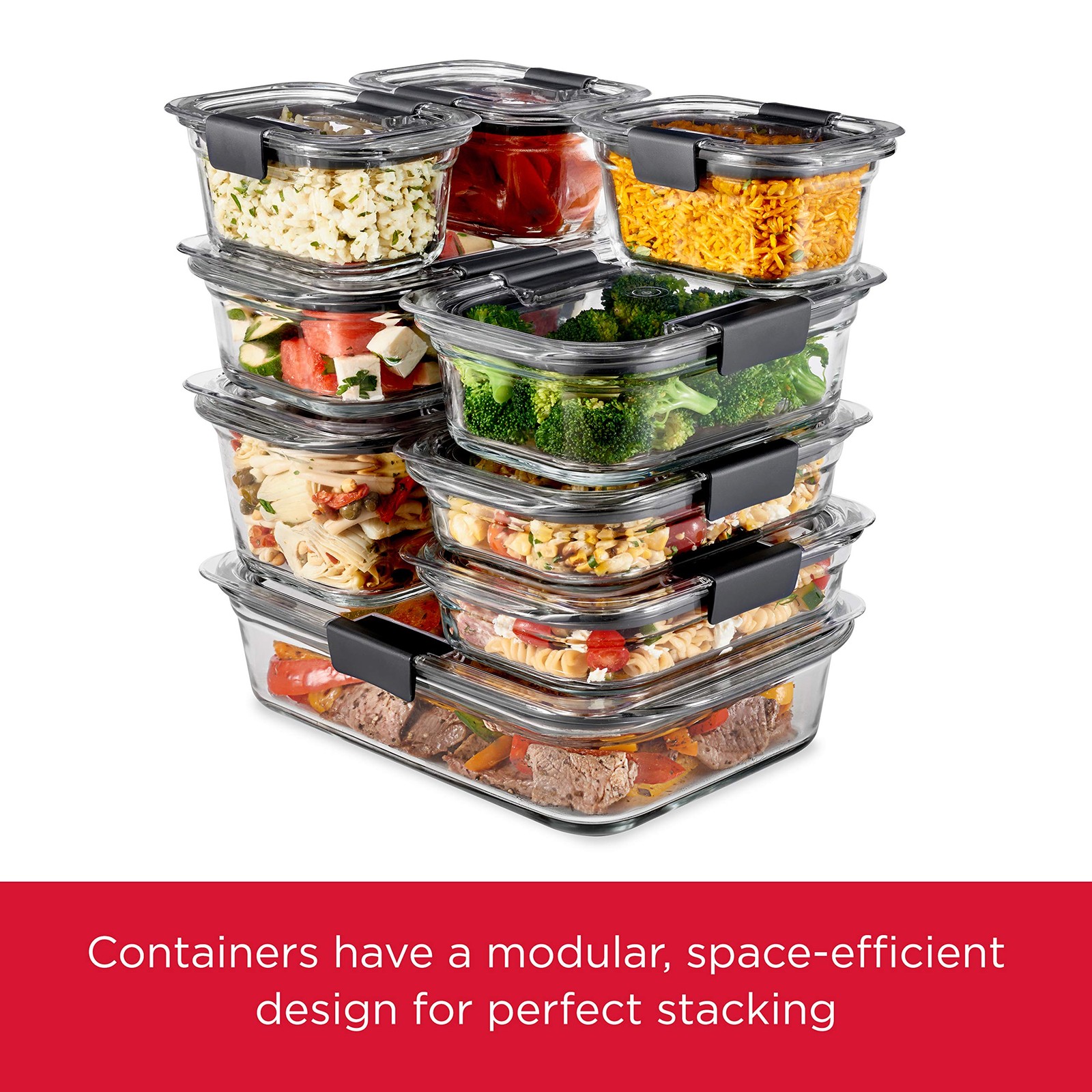 Rubbermaid Brilliance Glass Storage 4.7-Cup Food 4.7 cups (6-Piece), Clear