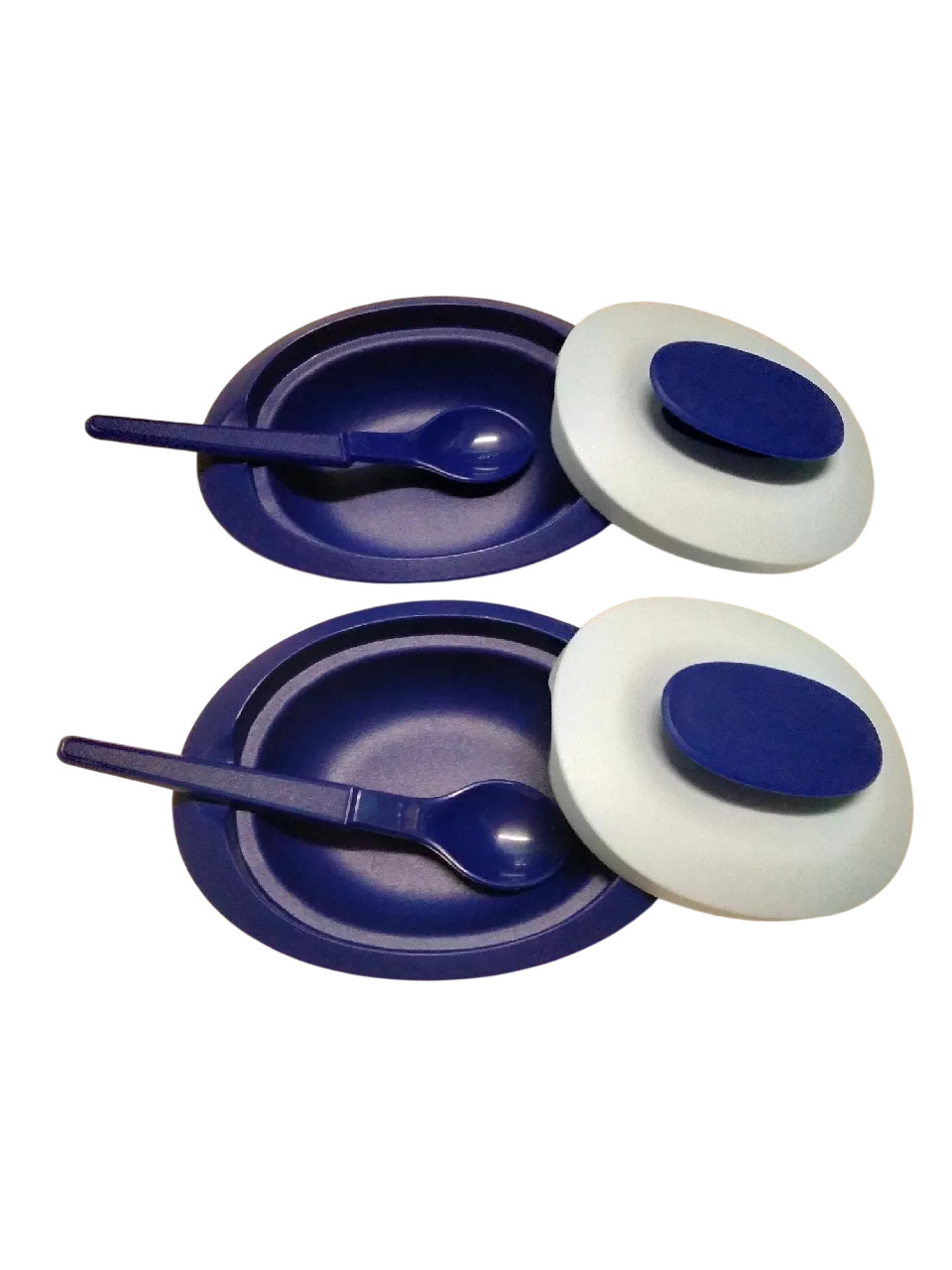Tupperware Tokyo Dark Blue Plastic Sambal Dish 110ml (2) Set With Spoon Set