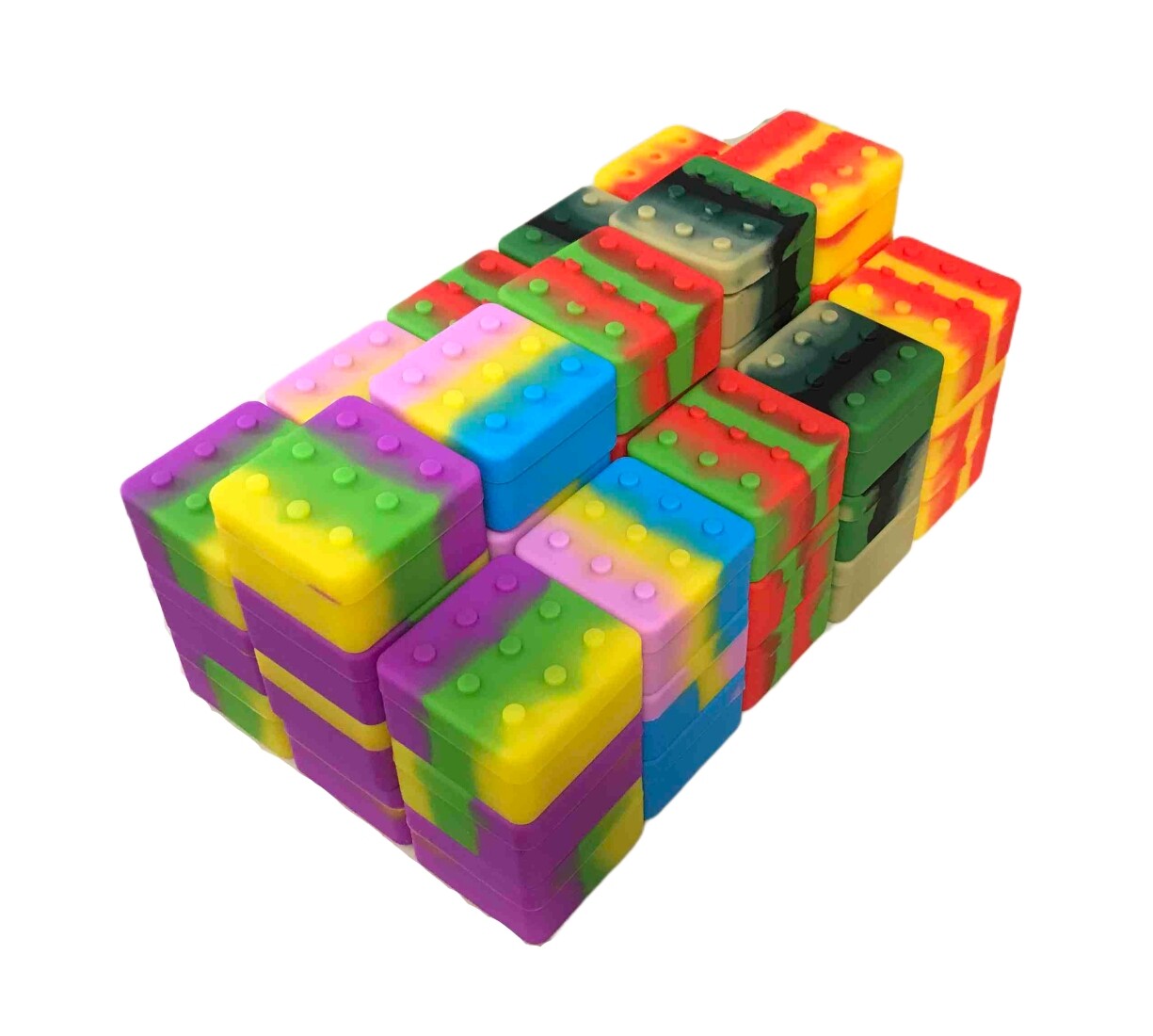 Silicone Container Jar Non-Stick Mixed colors Large Square Lego Block 26ml 50Pcs