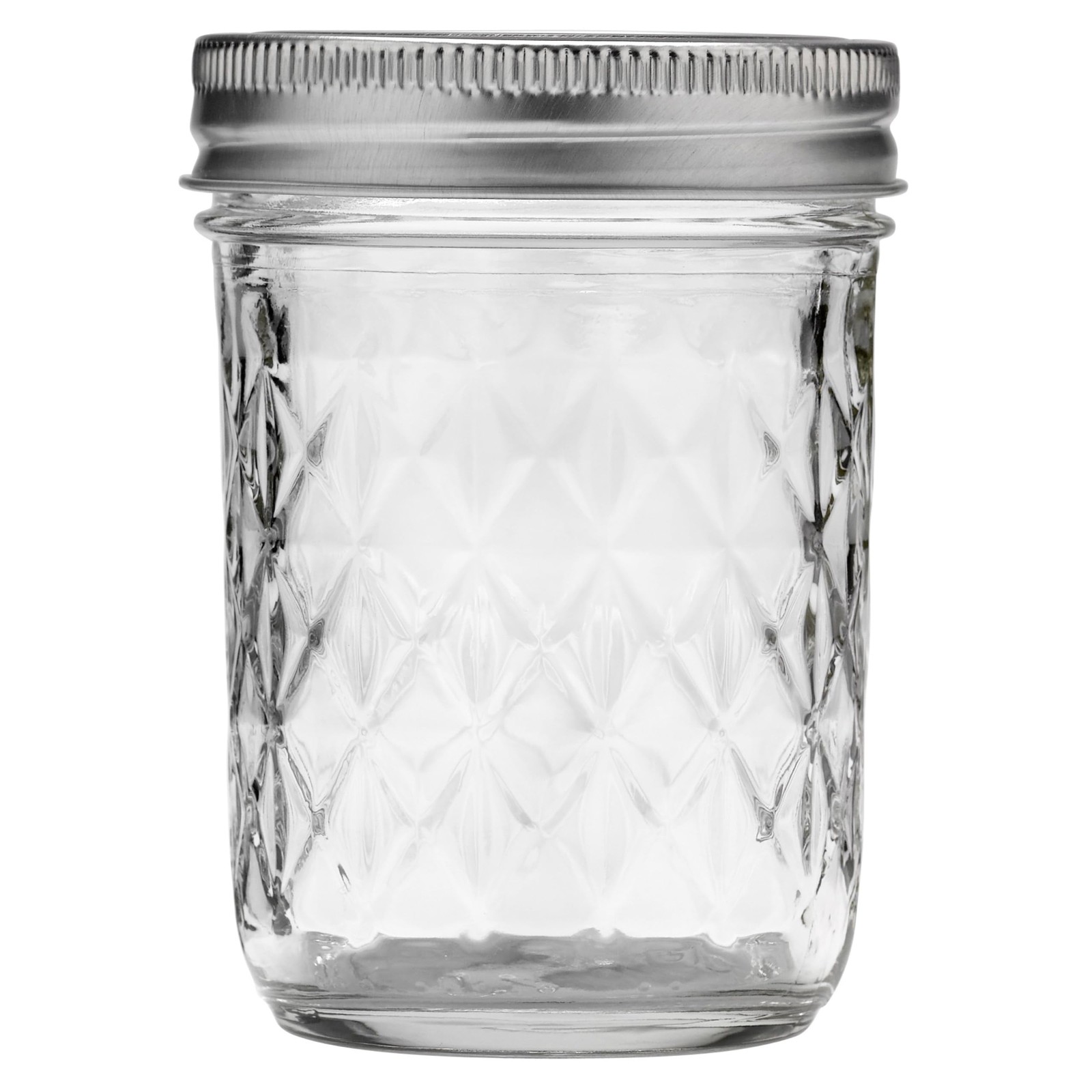 Ball Regular Mouth Quilted Crystal Glass Mason Jars with Lids and Bands, Used…