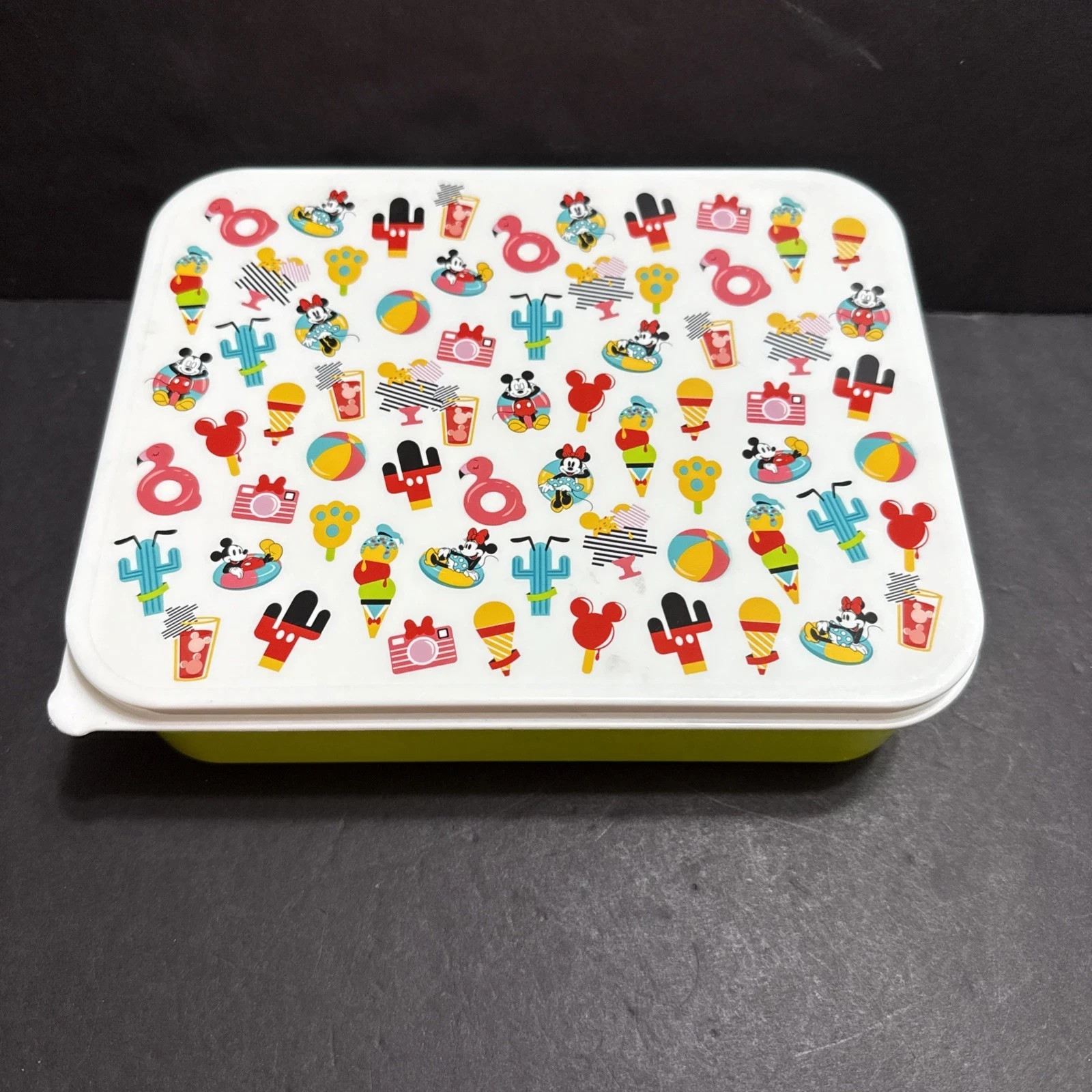 Disney Mickey Minnie Mouse Kids Storage Container Food Lunch Box Lime Green