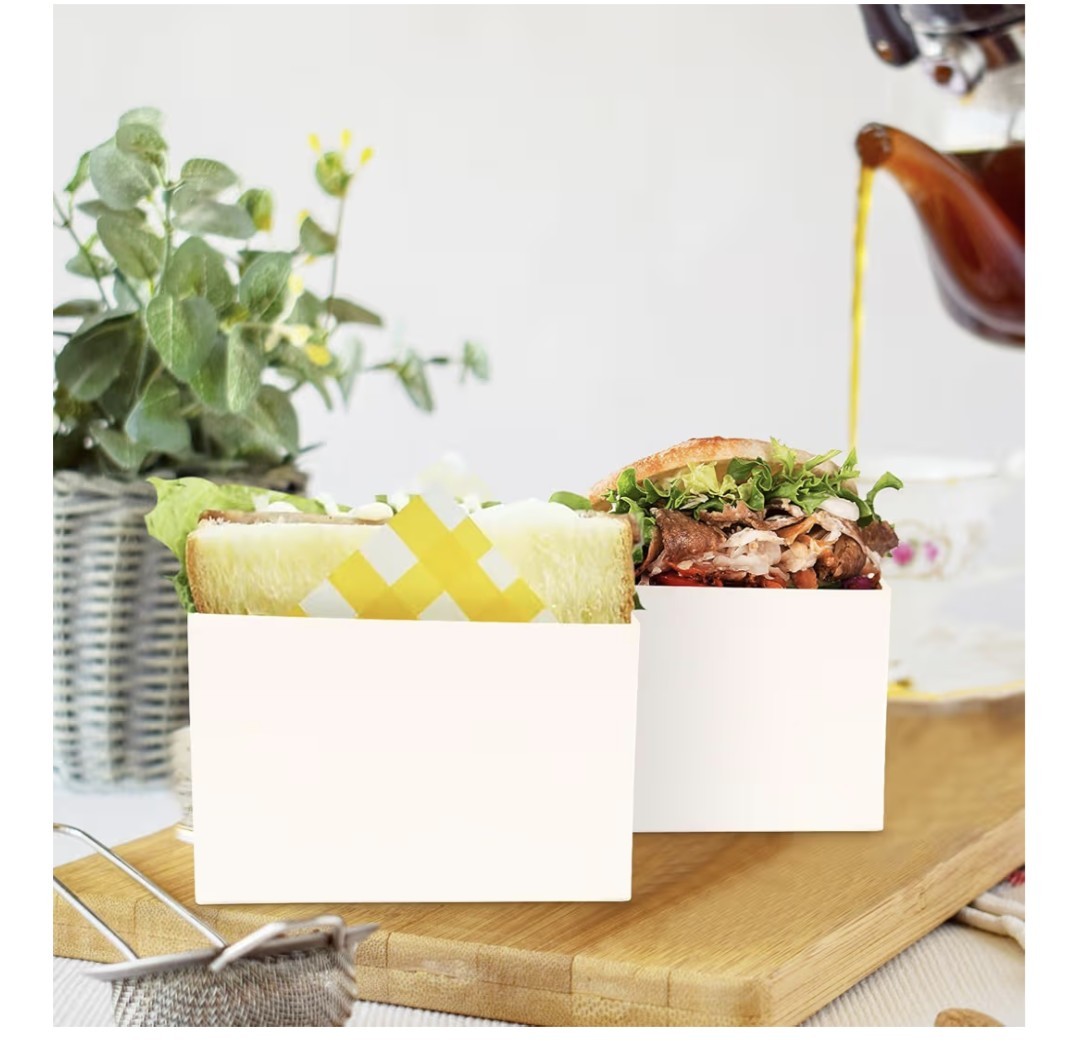 Paper Sandwich Boxes 100 PCS 4.7×3.1×2.8 Inch Take Out Containers Cake Toast