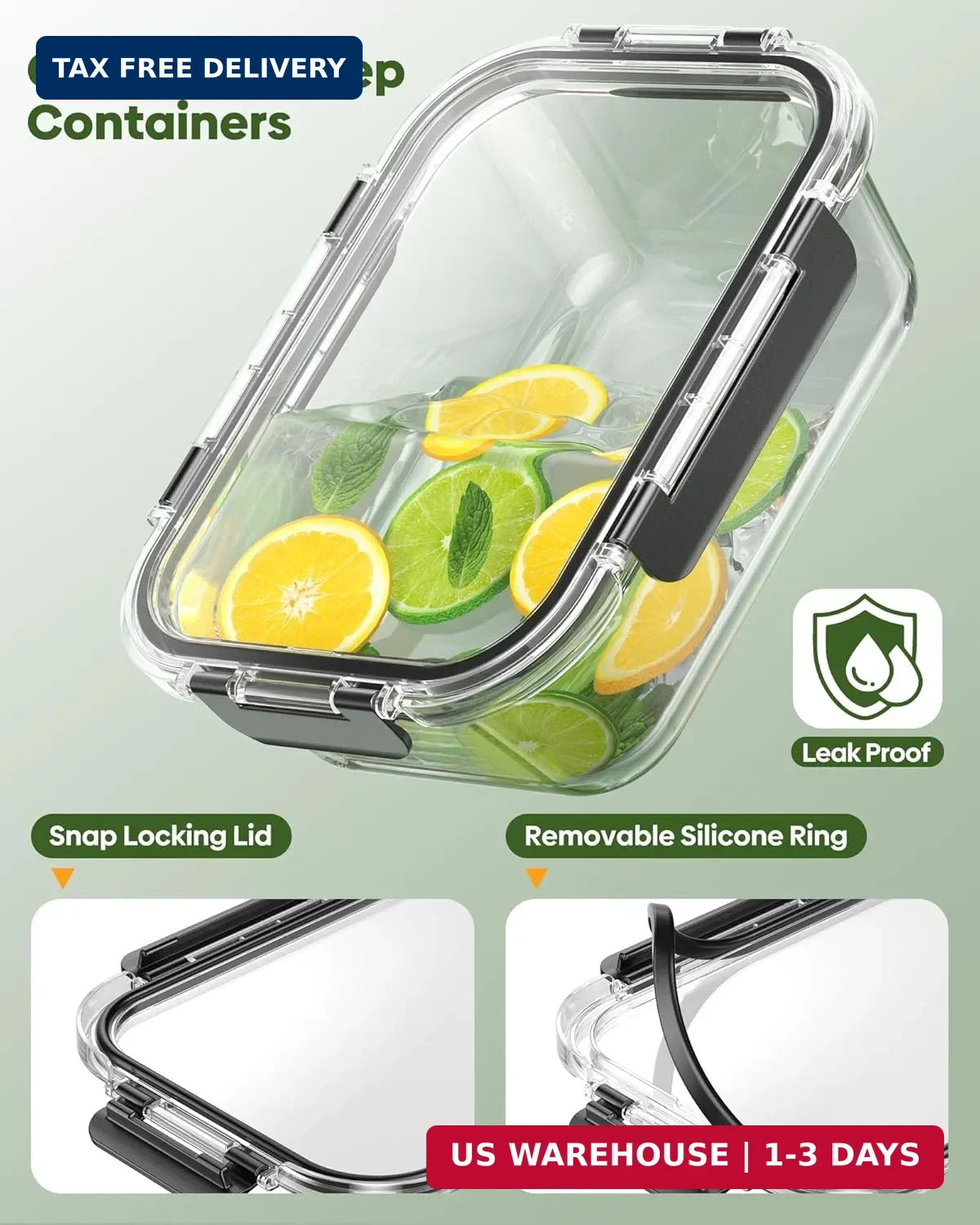 KEMETHY 40 PCS Glass Food Storage Containers with Lids(20 Container & 20 Lid), B