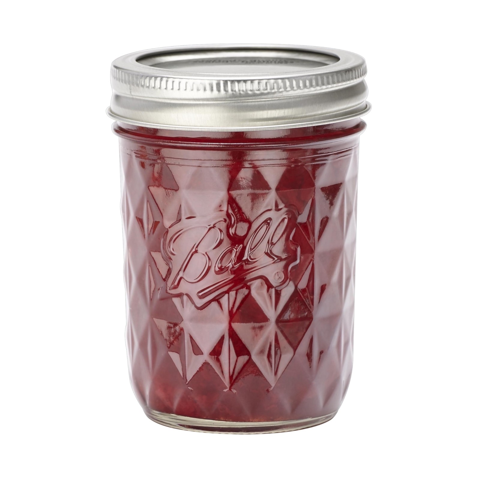 Ball Regular Mouth Quilted Crystal Glass Mason Jars with Lids and Bands, Used…